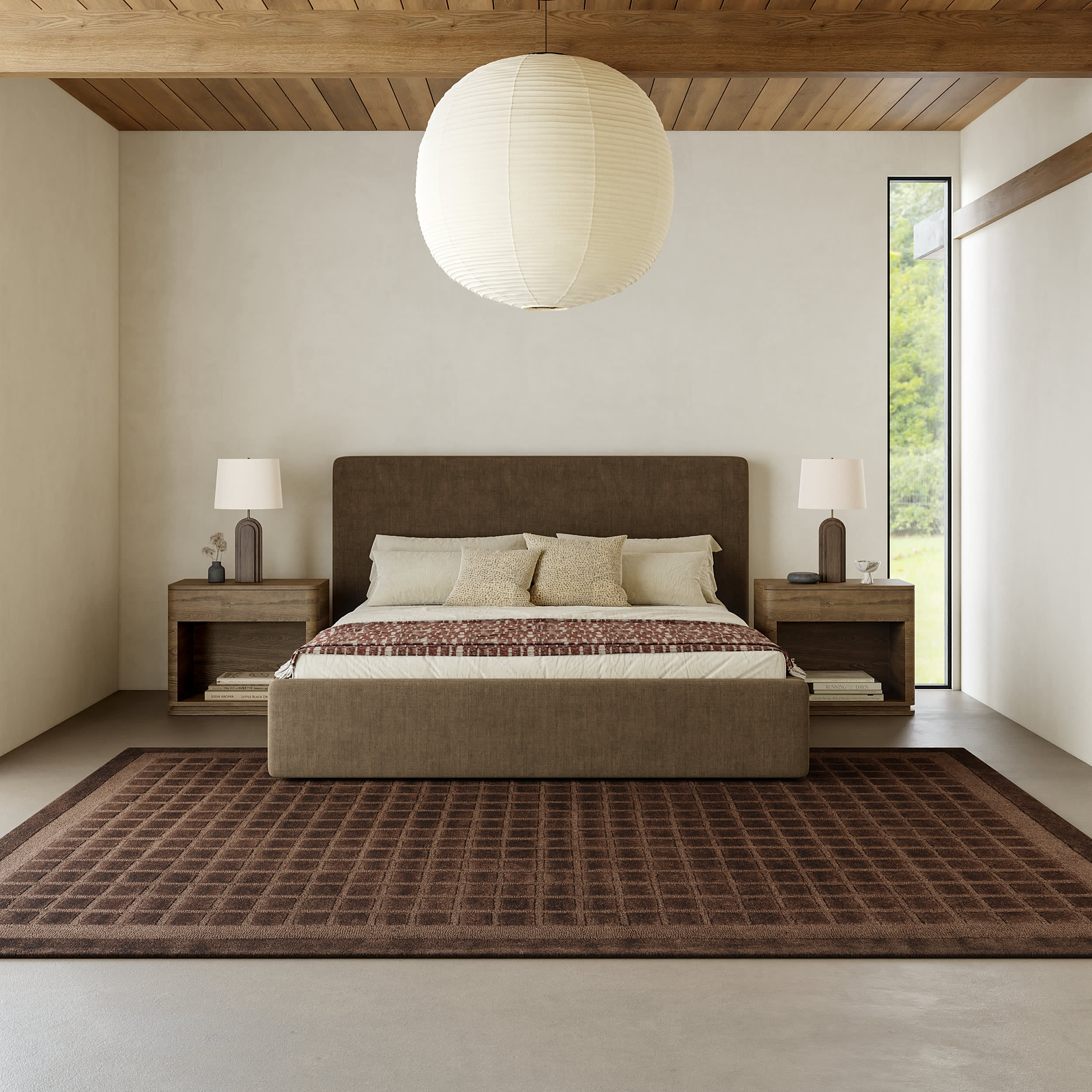 Fritz Checked Wool Rug | Brown