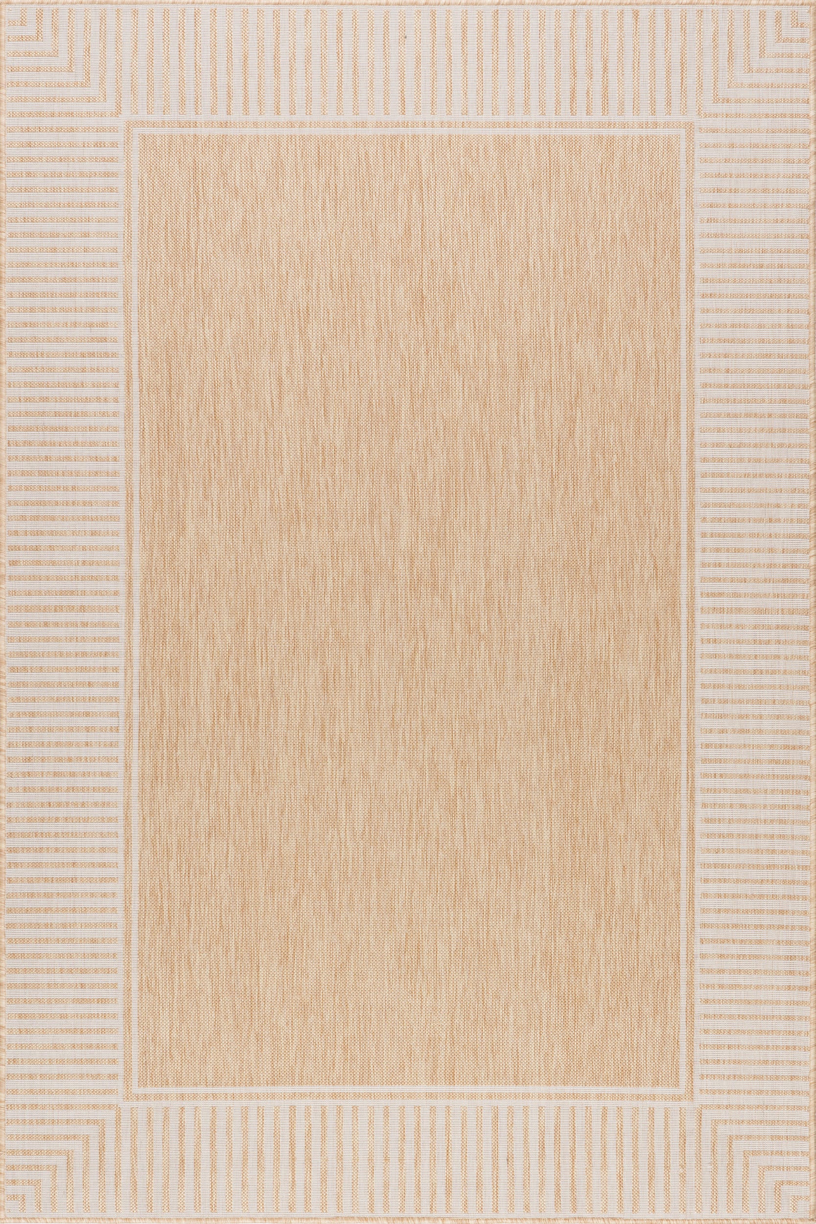 Striped Border Indoor/Outdoor Flatweave Rug | Tan