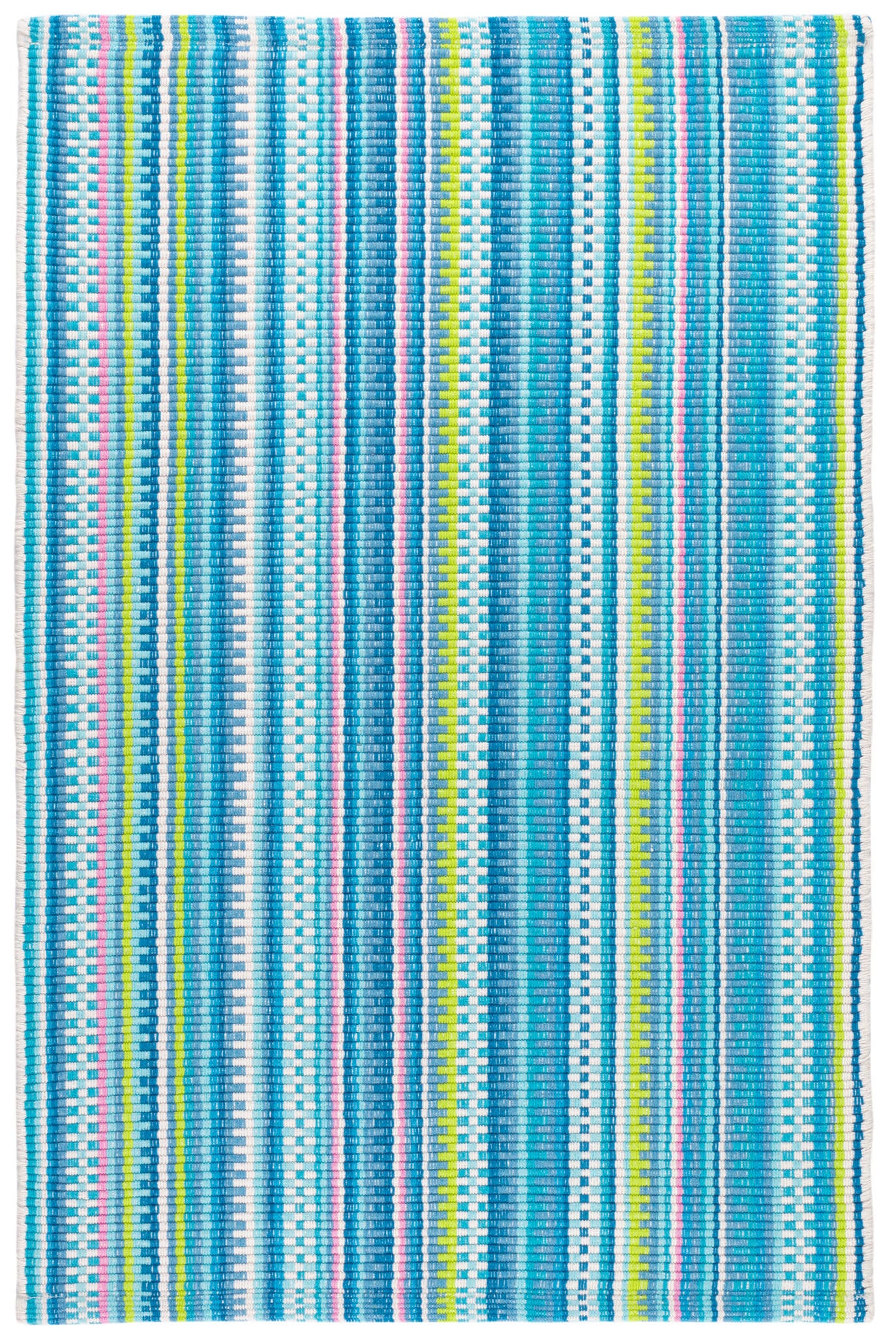 Lucky Stripe Blue/Green Handwoven Cotton Rug