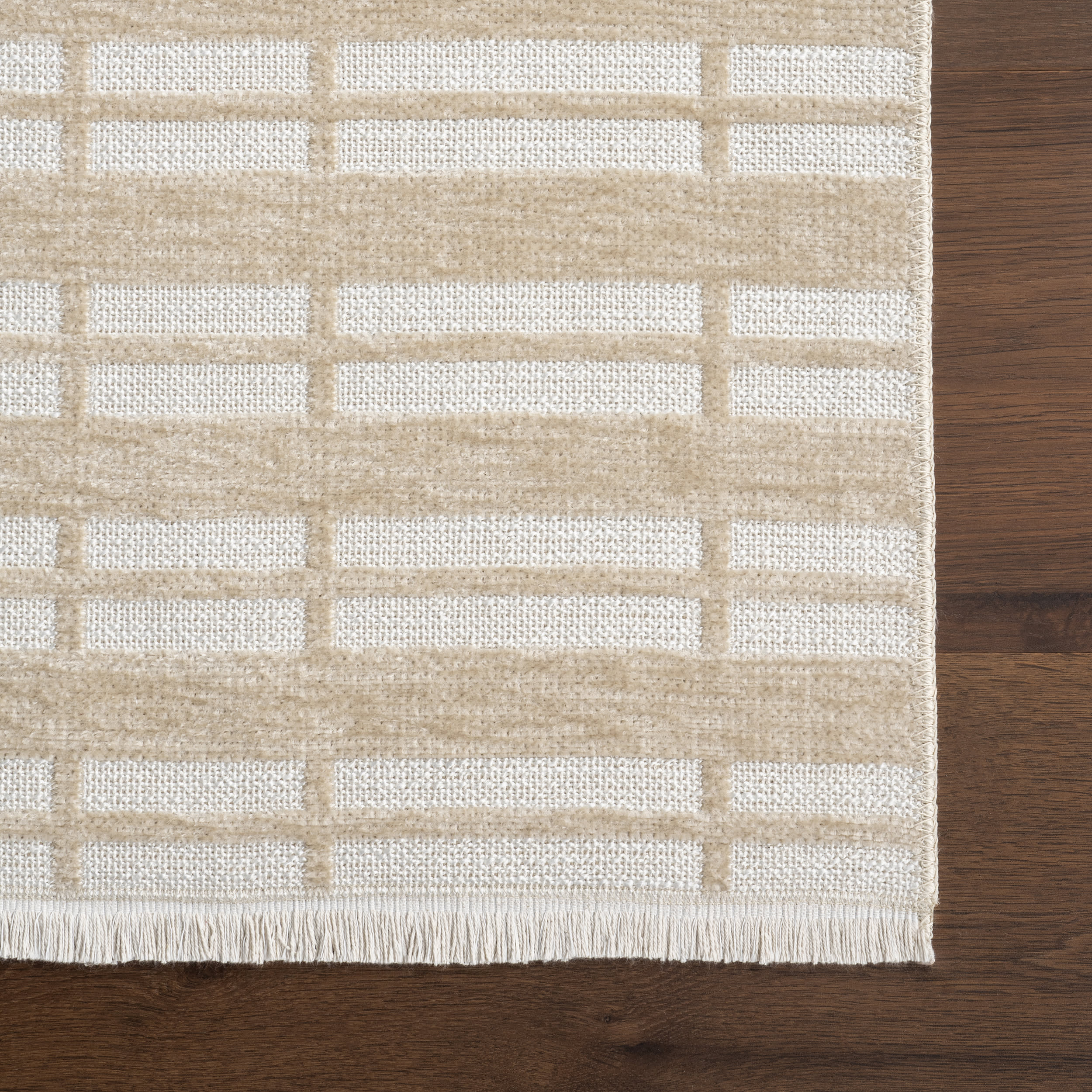 Malaya Striped Reversible Washable Rug | Taupe