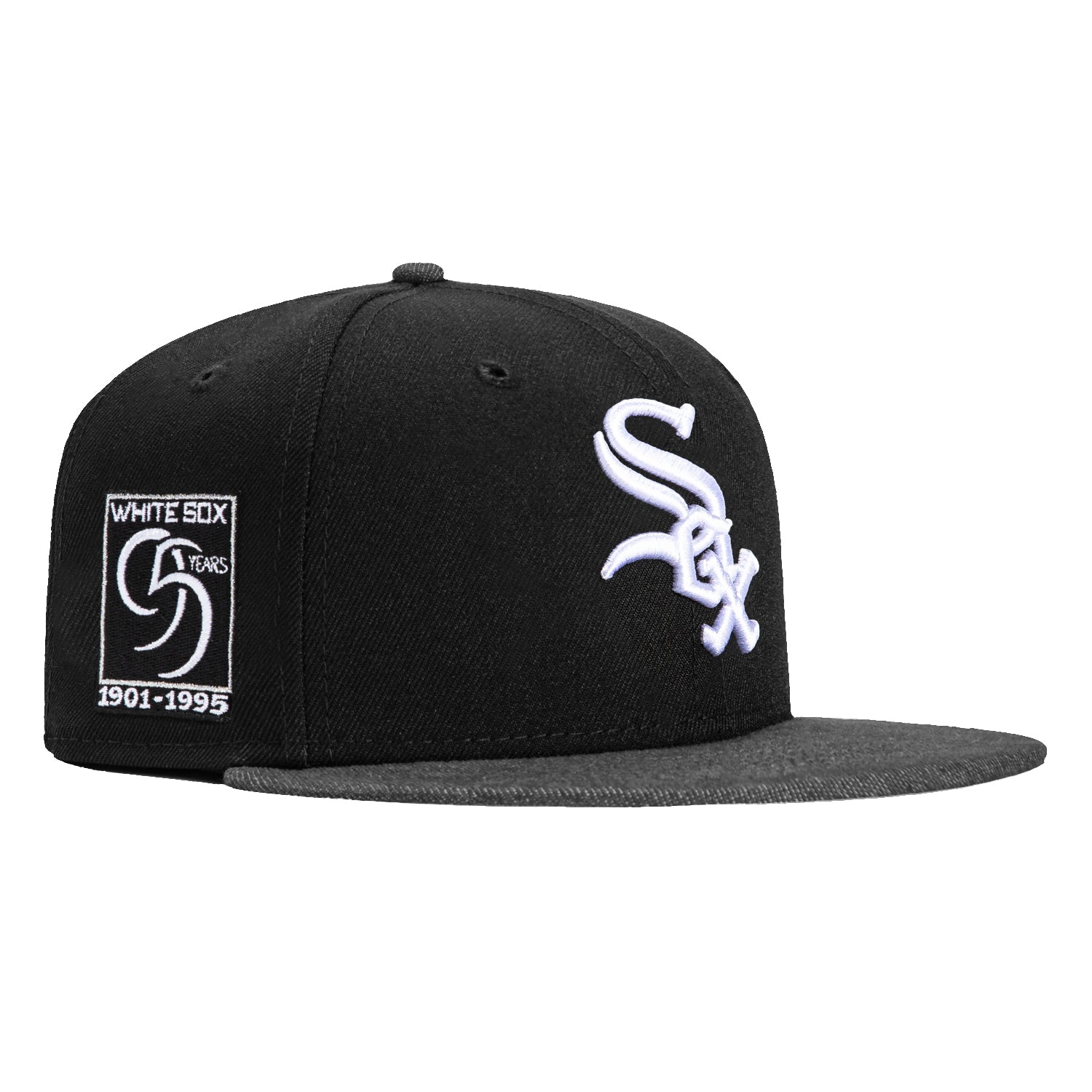 New Era 59Fifty Denim Pack Chicago White Sox 95th Anniversary Patch Hat - Black, Denim Graphite