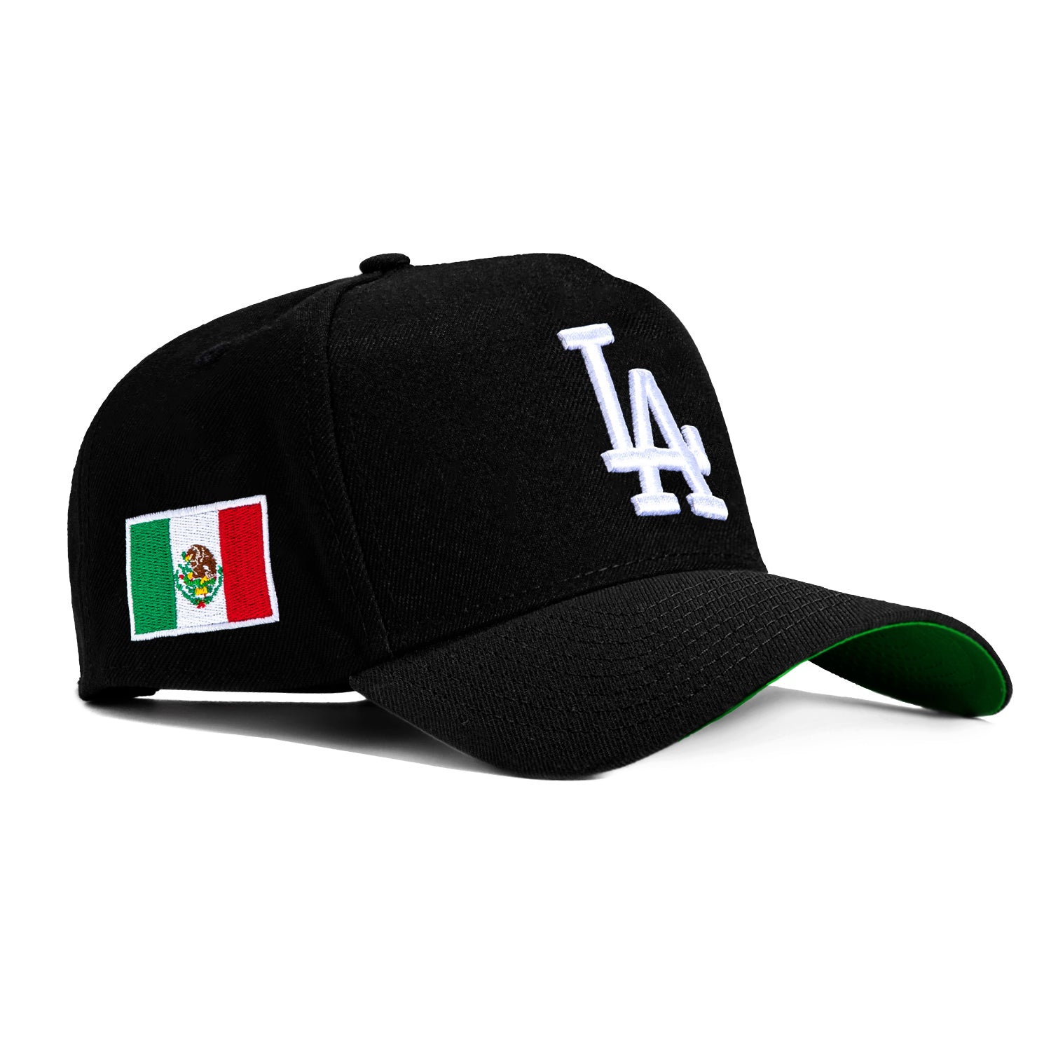 New Era 9Forty A-Frame Los Angeles Dodgers Mexico Flag Patch Snapback Hat - Black, White