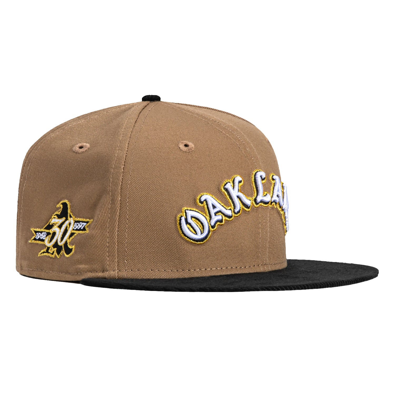 New Era 59Fifty Cord Visor Oakland Athletics 30th Anniversary Patch Word Hat - Khaki, Black