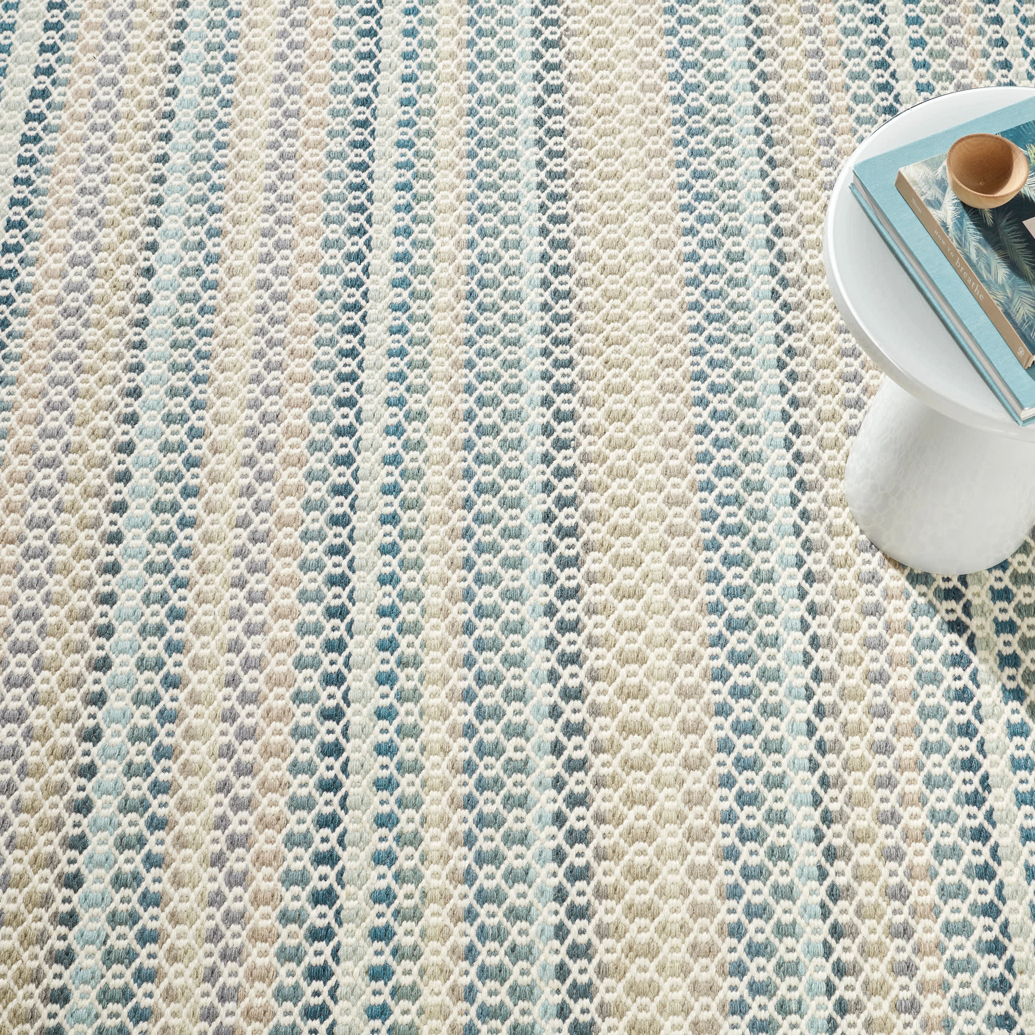 Poppy Blue Handwoven Wool Rug