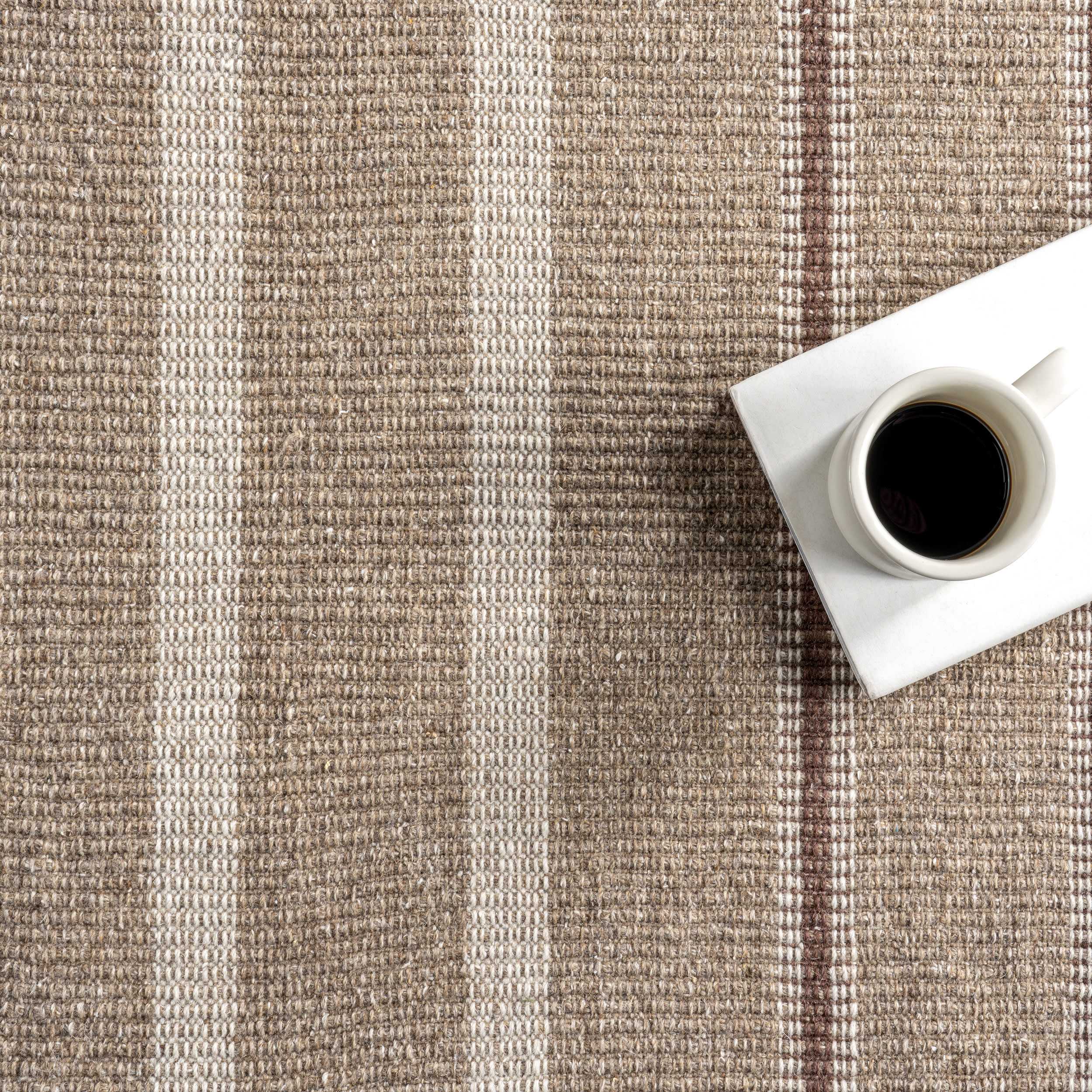 Toluca Striped Wool Rug | Taupe