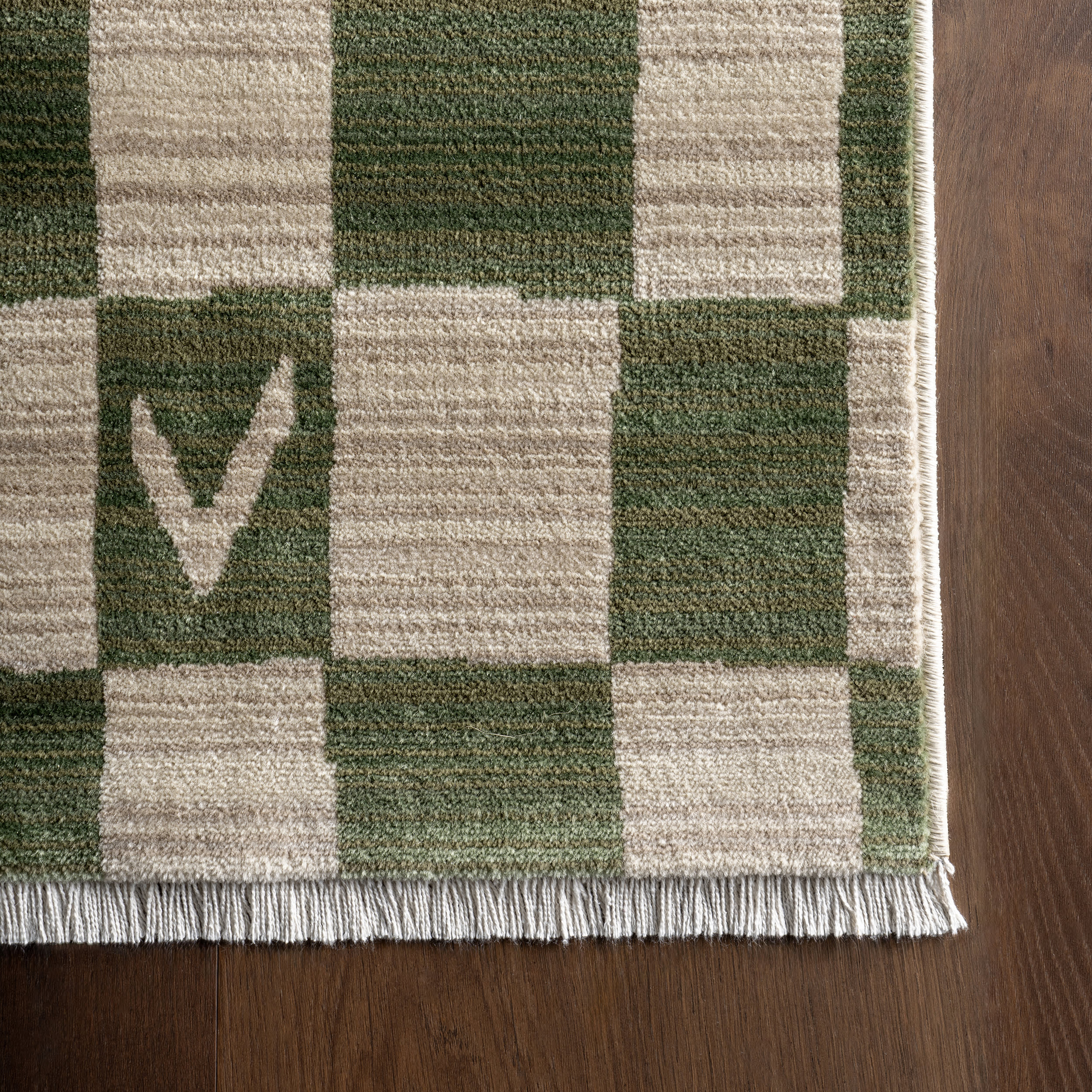 Rasali Checkered Box Rug | Green