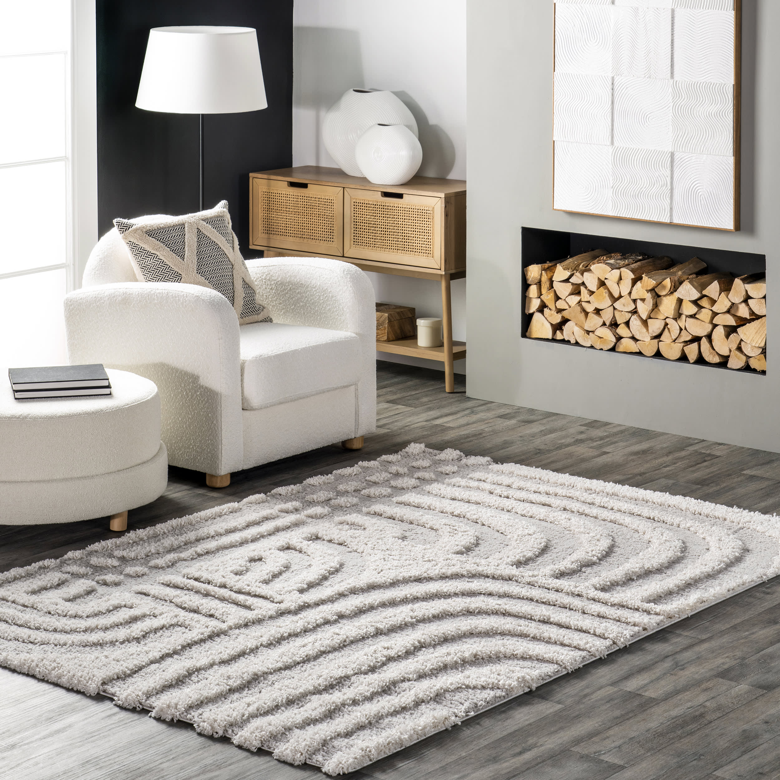 Zaylee Shag Waves Rug | Beige