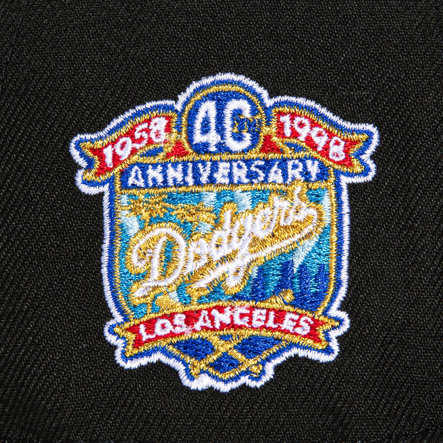 New Era 59Fifty Black Dome Los Angeles Dodgers 40th Anniversary Patch Hat - Black