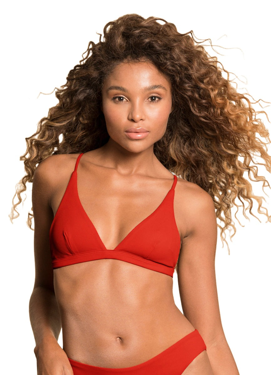 Maaji Red Camelia Ivy Fixed Triangle Bikini Top