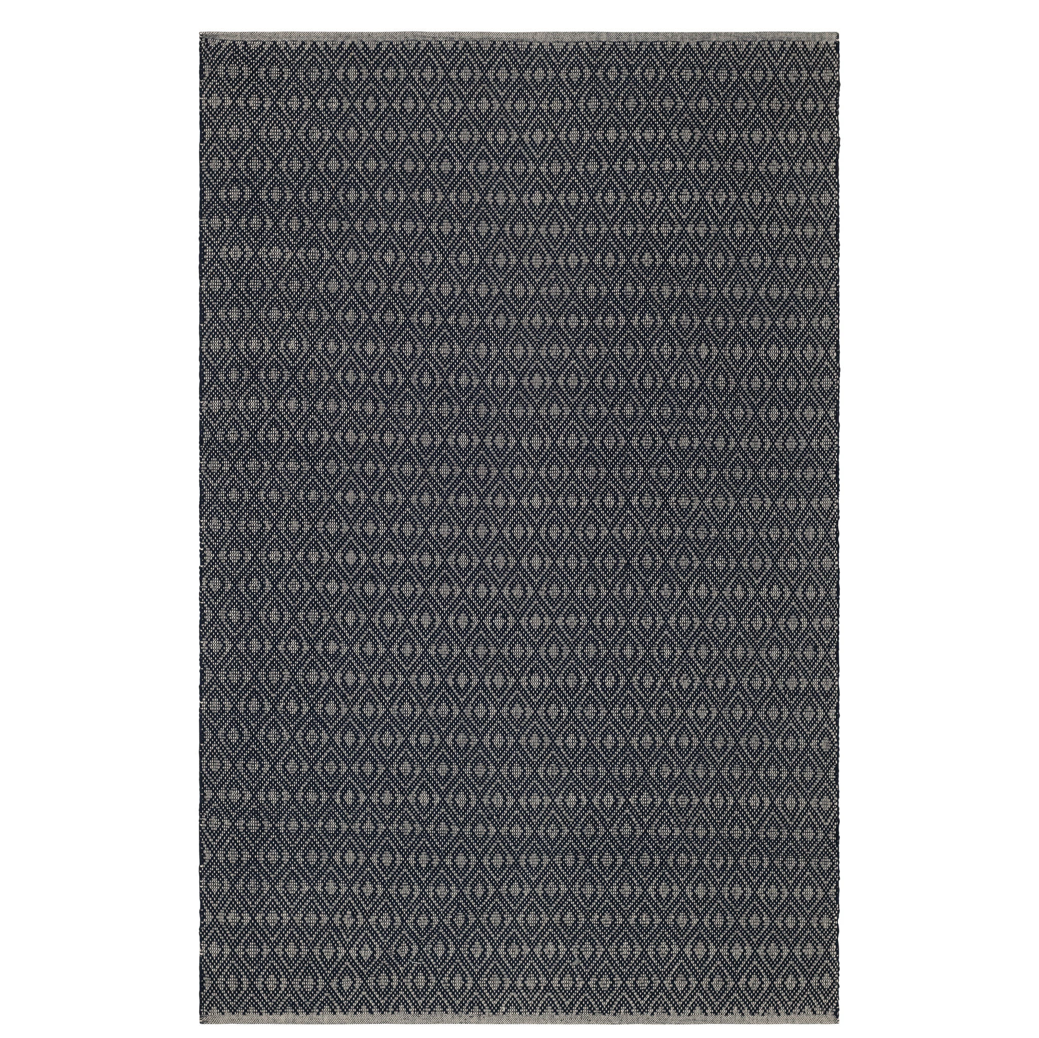 Optic Diamond Navy/Ivory Handwoven Cotton Rug