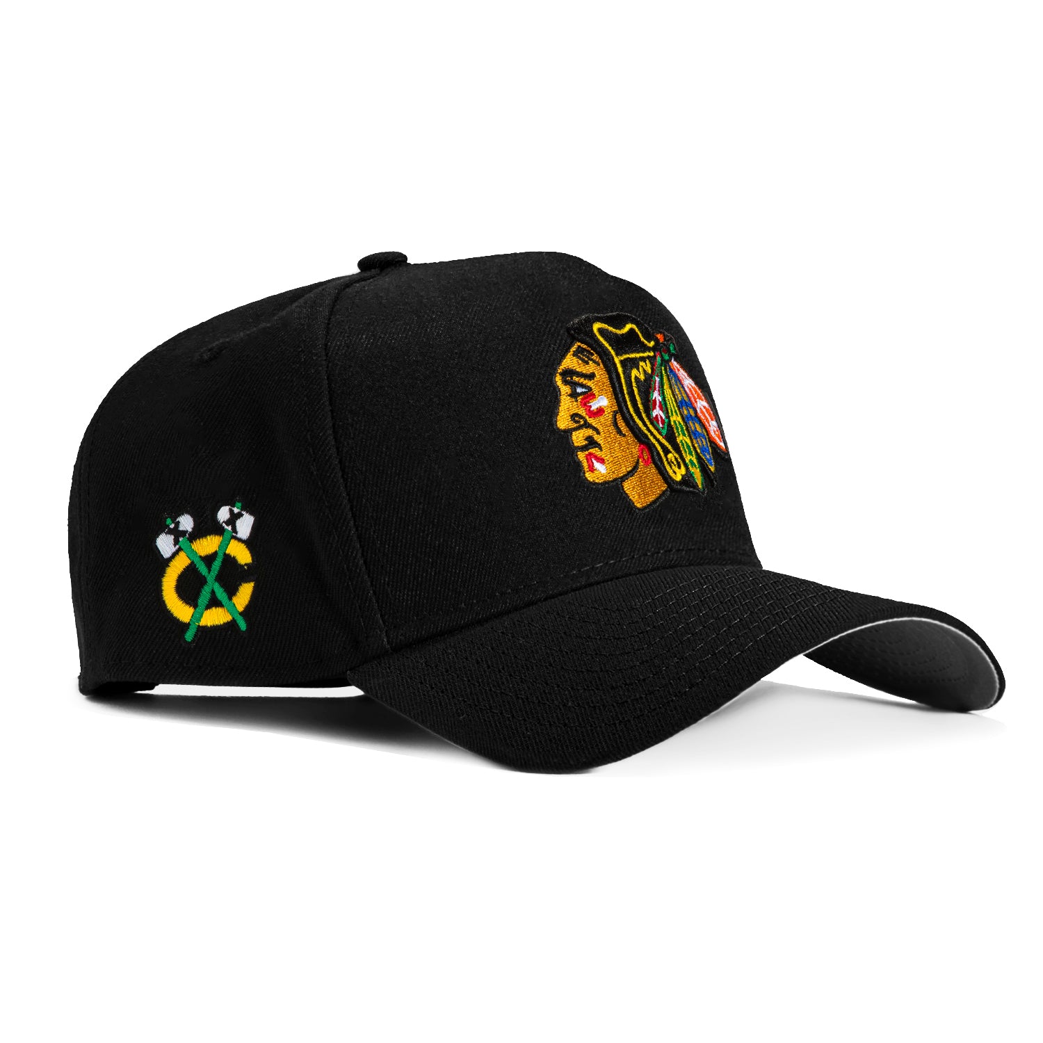 New Era 9Forty A-Frame Chicago Blackhawks Logo Patch Snapback Hat - Black