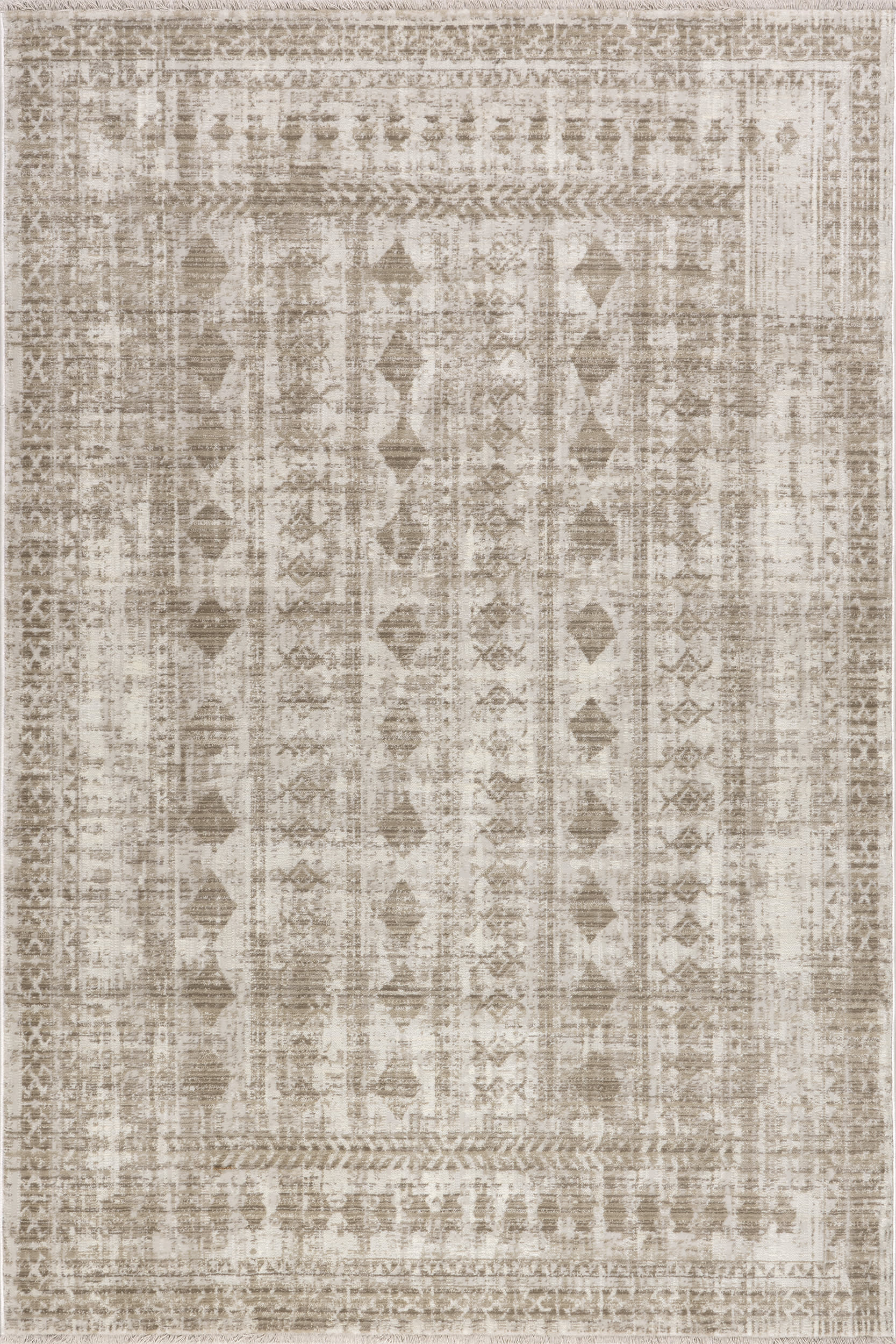 Saturdays Geometric Fringed Rug | Light Beige