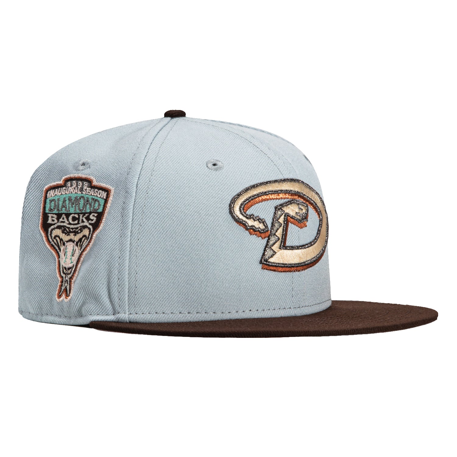 New Era 59Fifty Arizona Diamondbacks Inaugural Patch D Hat - Grey, Brown, Metallic Copper