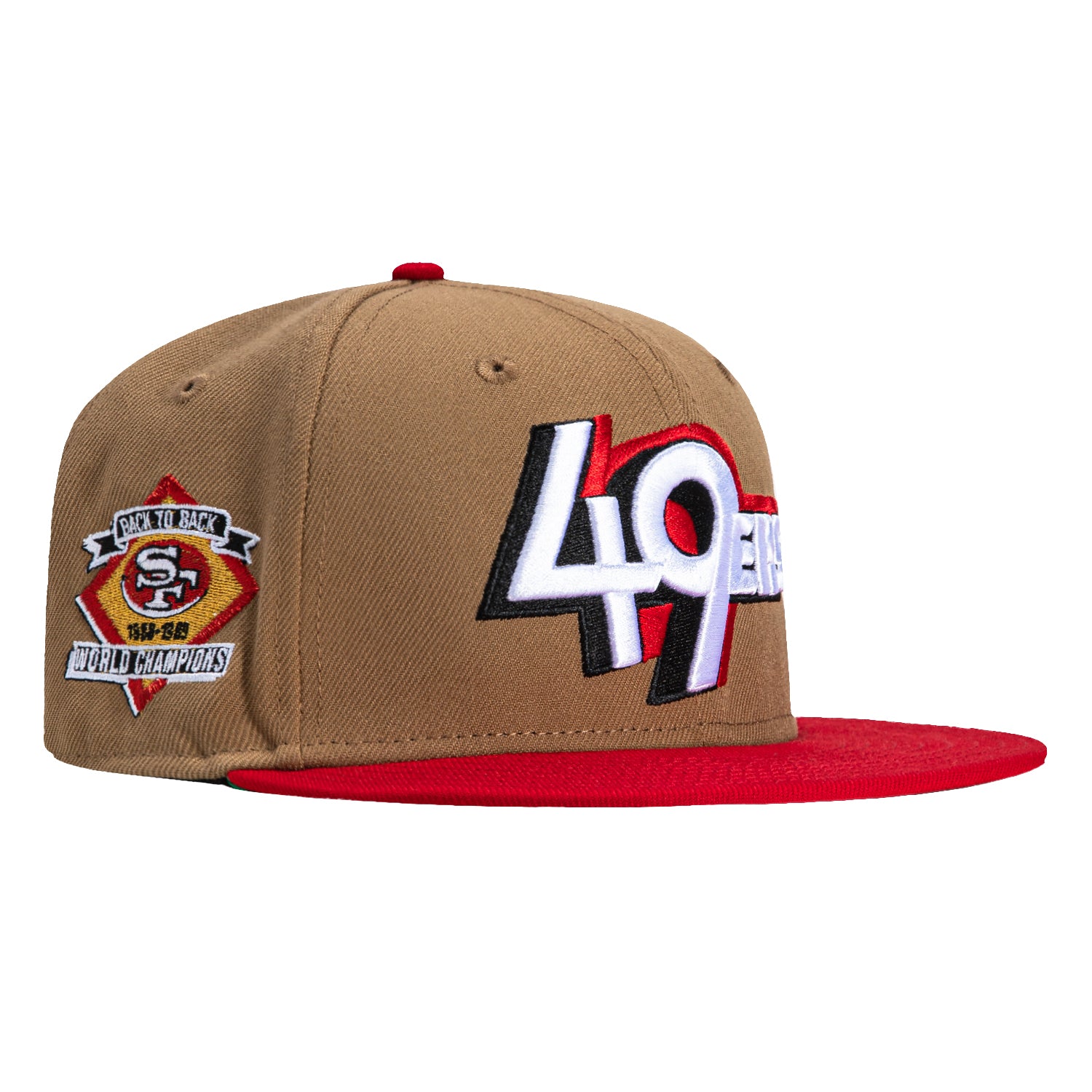 New Era 59Fifty San Francisco 49ers Back to Back Champions Patch Proto Hat - Khaki, Red