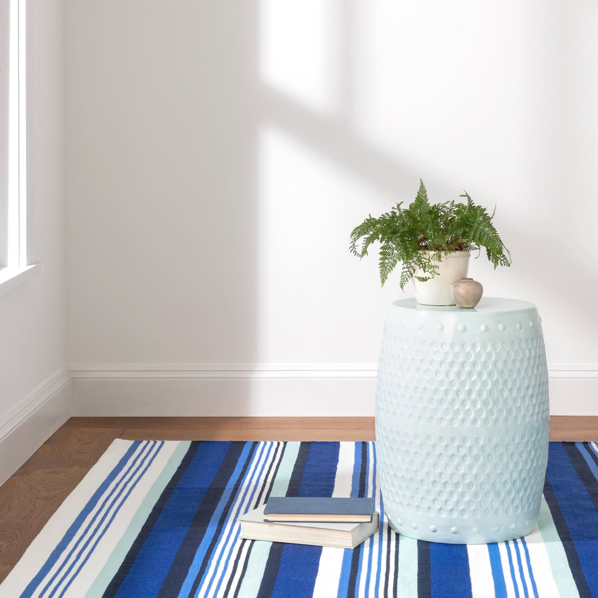 Sunny Stripe Blue Handwoven Indoor/Outdoor Rug