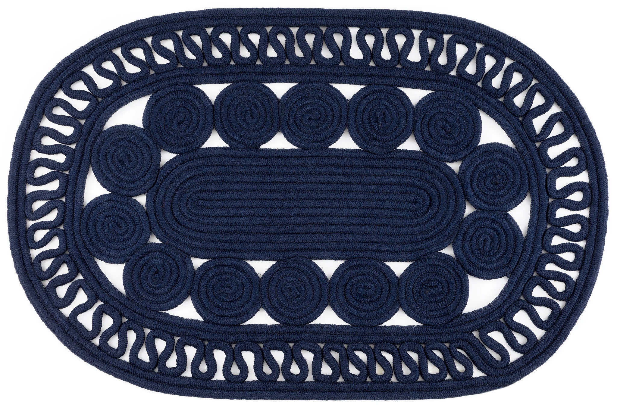 Reef Navy Handwoven Indoor/Outdoor Oval Rug