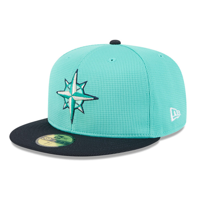 New Era 59Fifty Seattle Mariners 2025 Spring Training Patch Hat - Mint, Navy