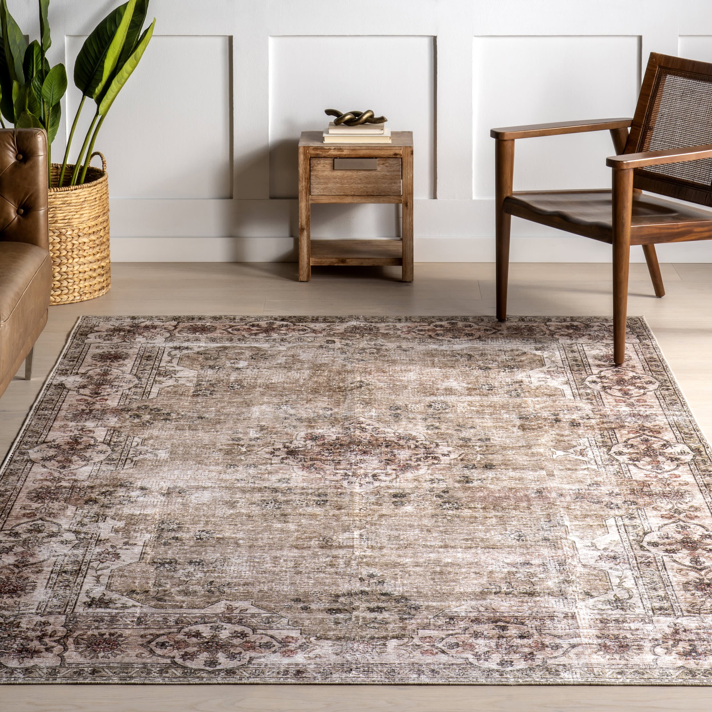 Audrina Persian Spill Proof Washable Rug | Beige