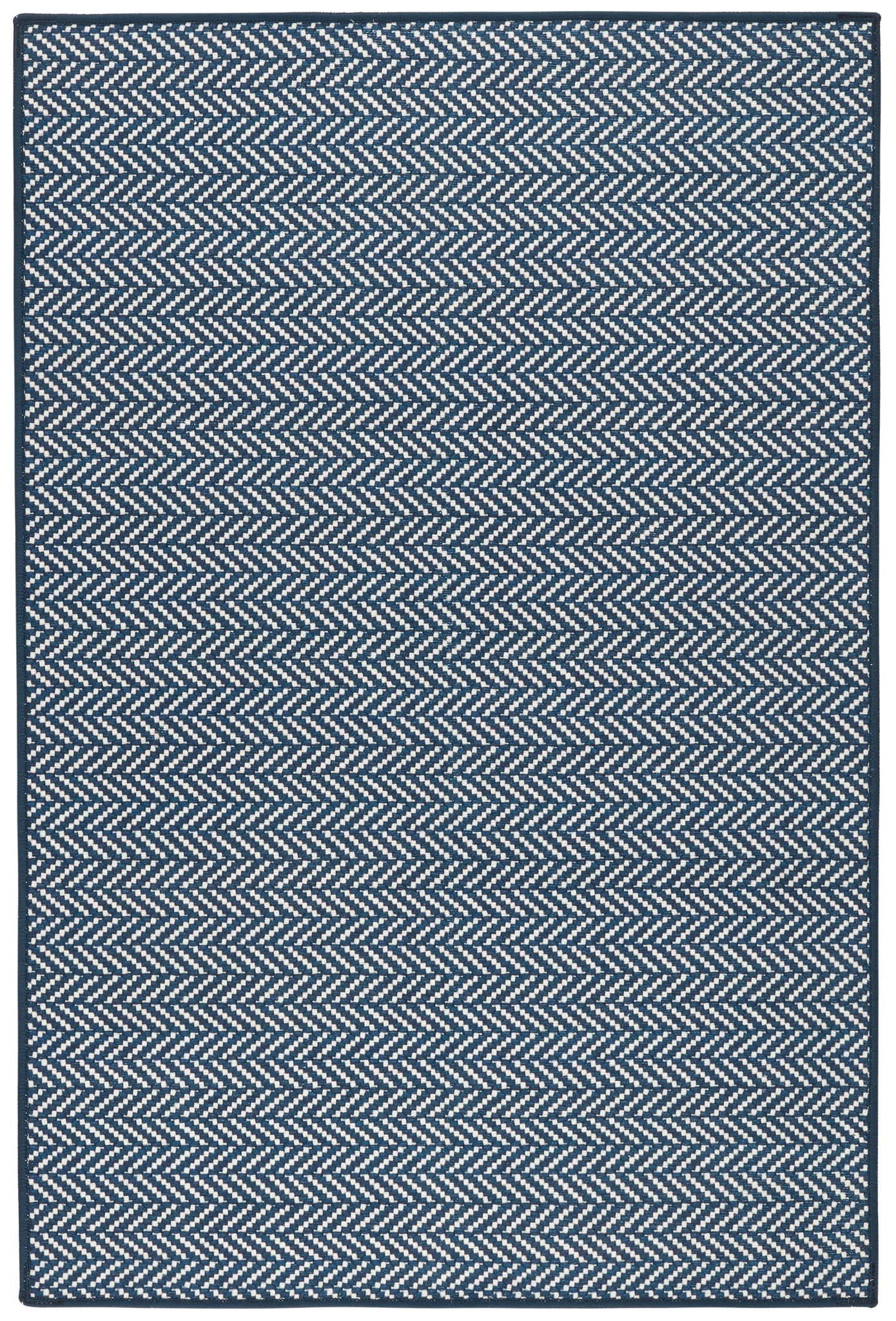 Herringbone Navy Machine Washable Rug