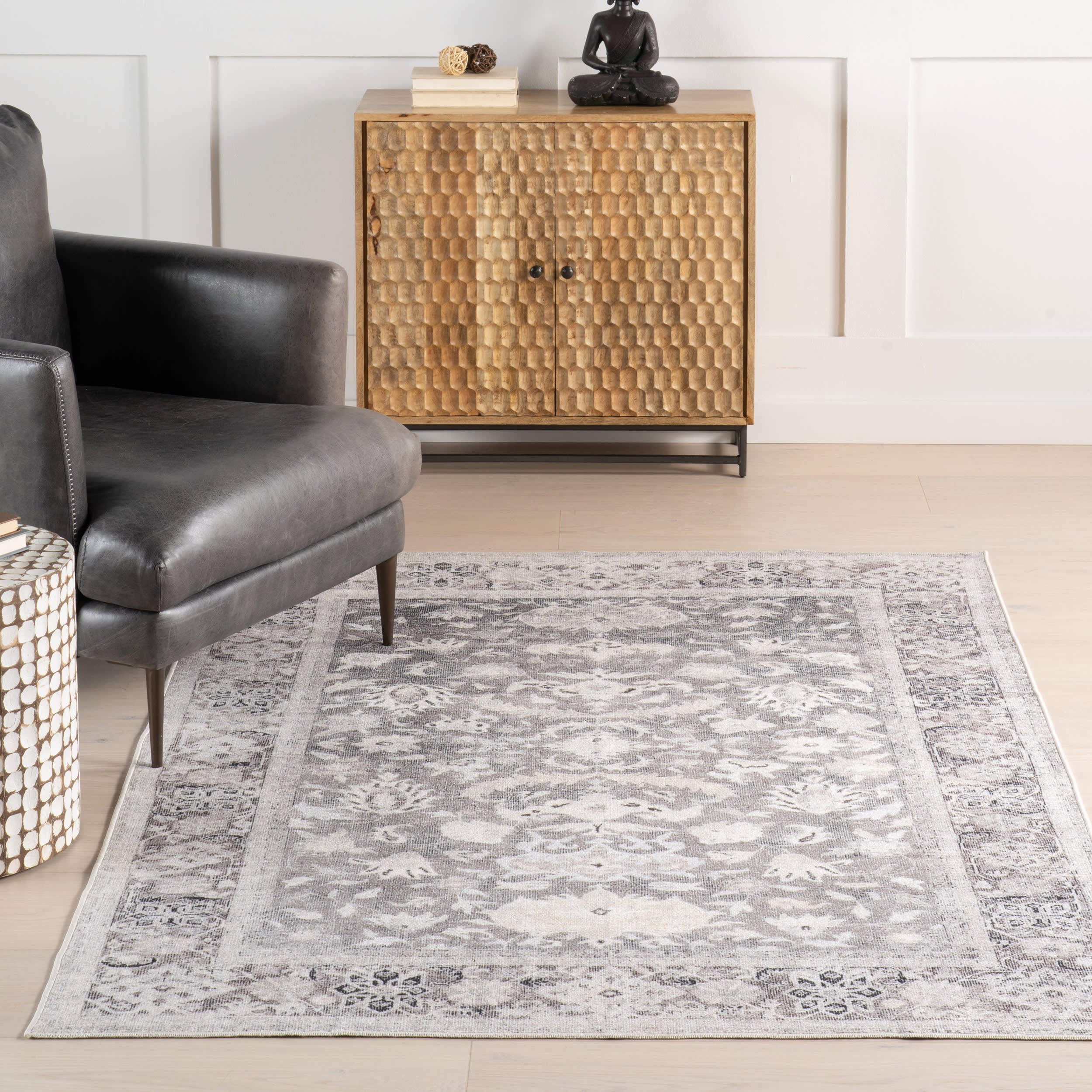 Analia Medallion Washable Rug | Brown