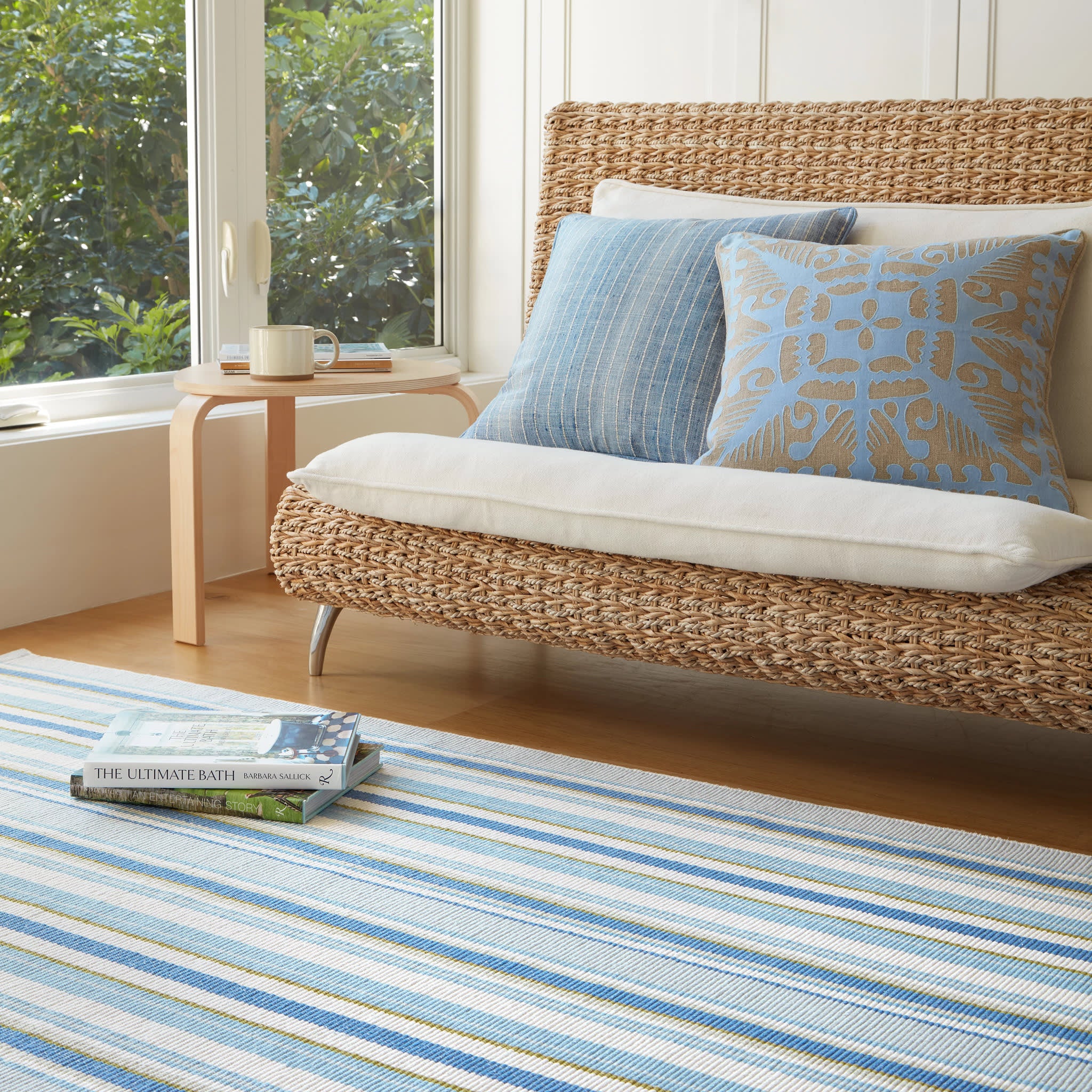 Daphne Stripe French Blue Handwoven Cotton Rug