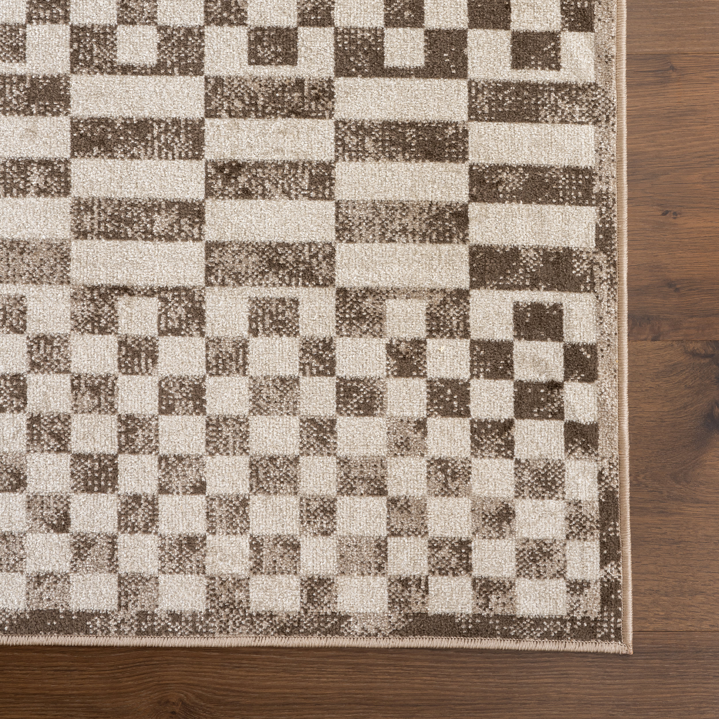 Kallie Washable Tiled Rug | Brown