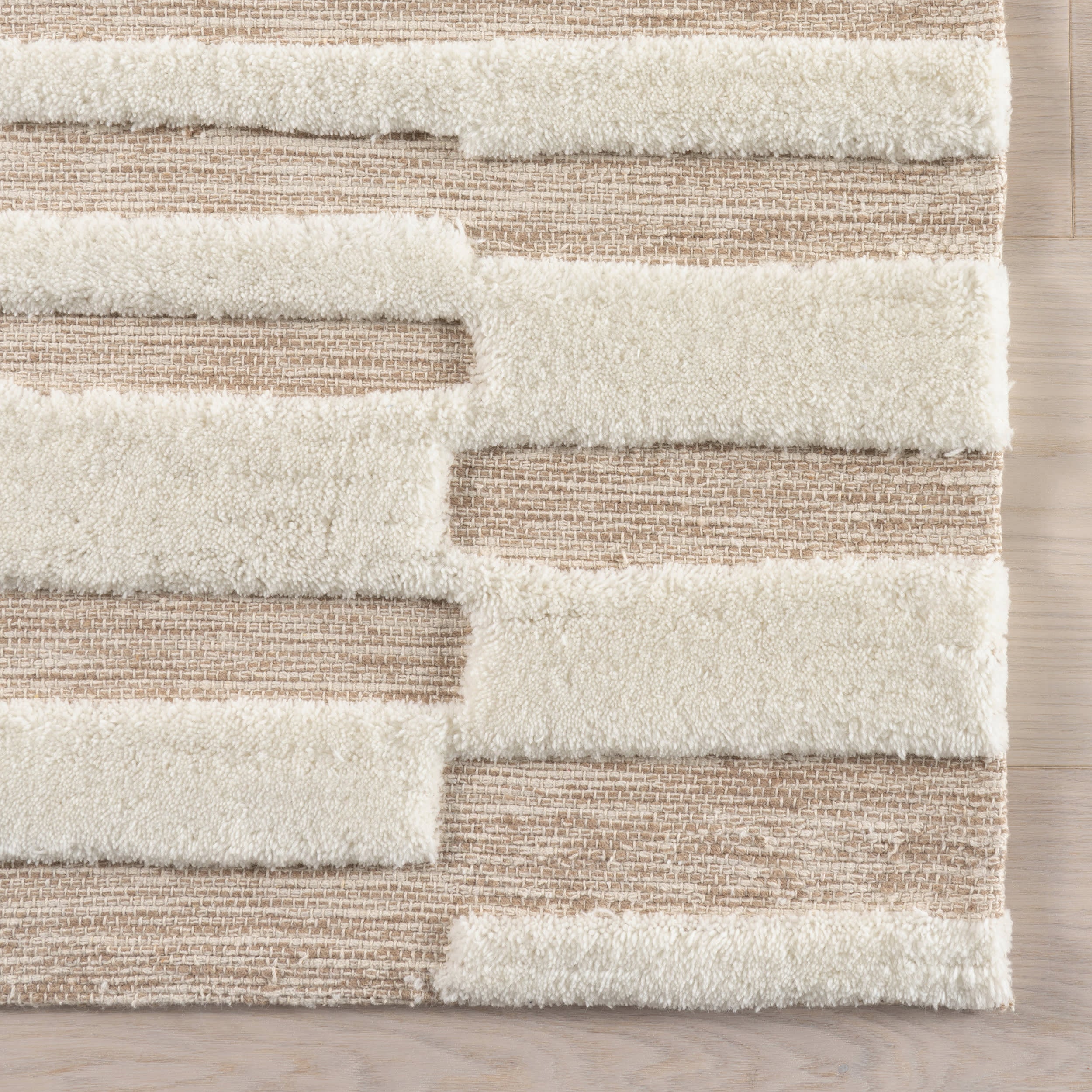 Maui Broken Stripe New Zealand Wool Rug | Ivory