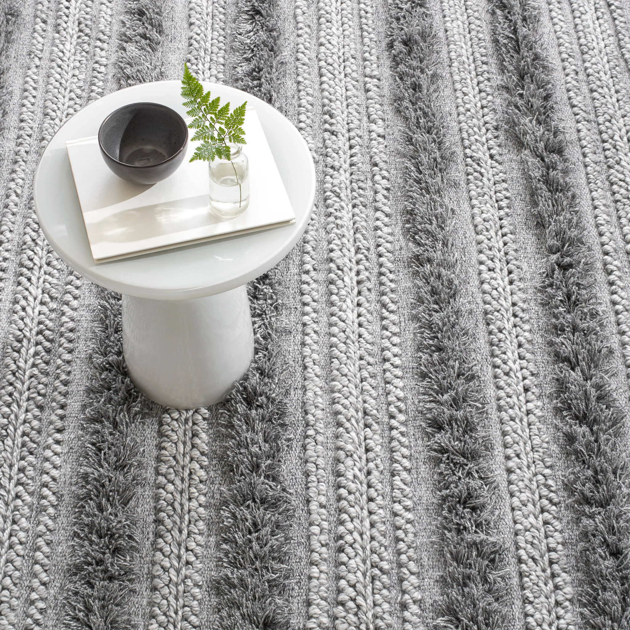 Zhara Stripe Grey Handwoven Performance Rug