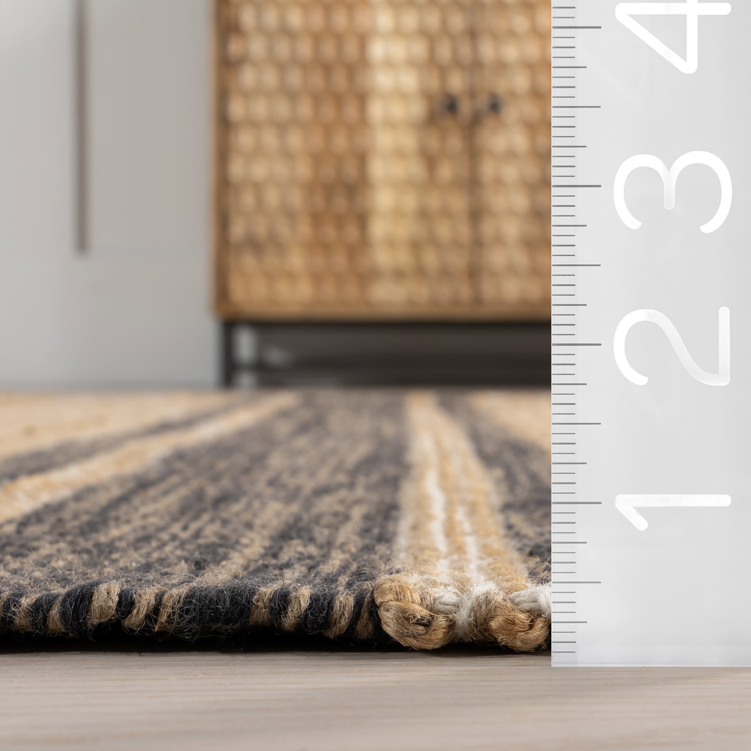 Rebel Striped Fringed Rug | Natural