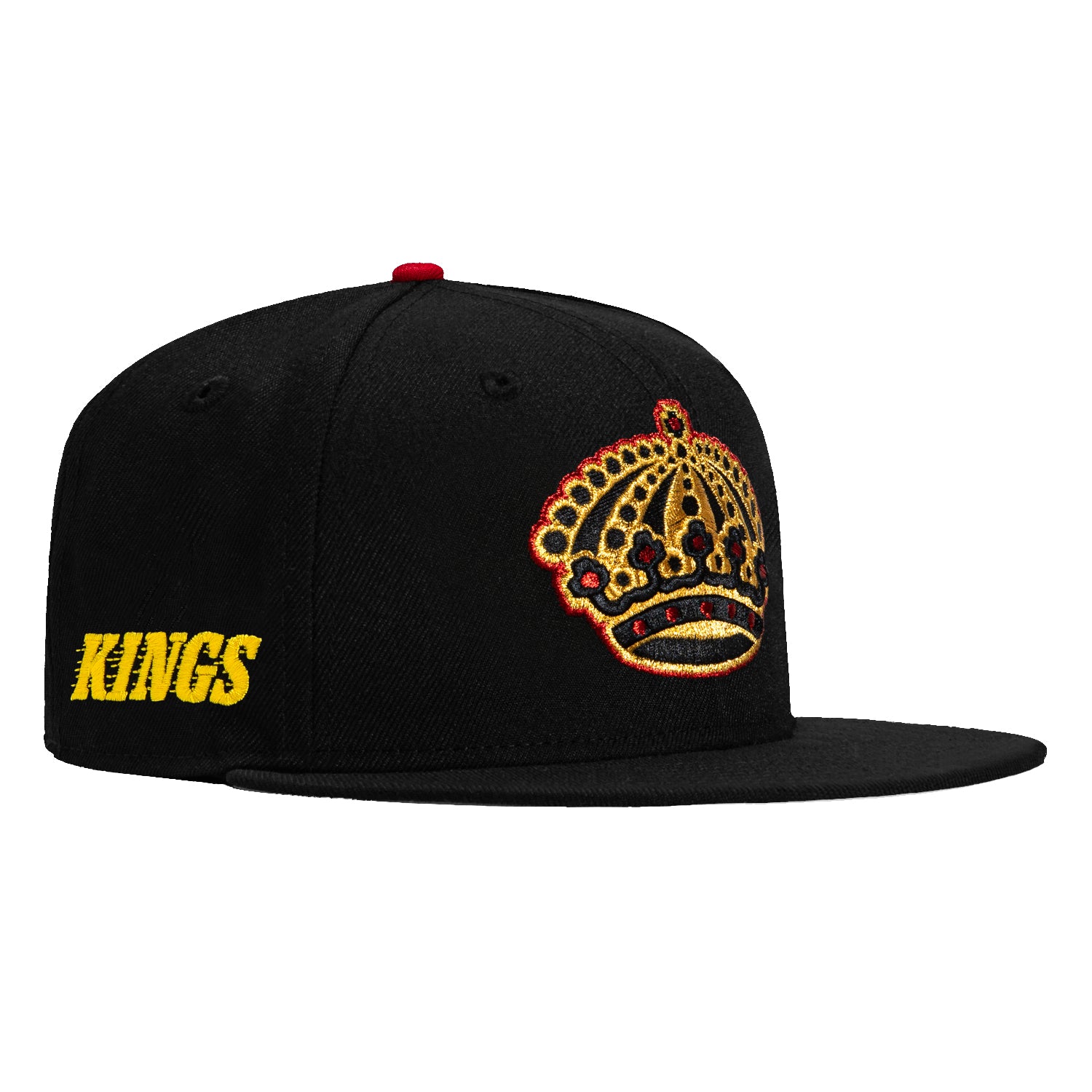 New Era 59Fifty Los Angeles Kings Logo Patch Crown Hat - Black, Metallic Gold, Red