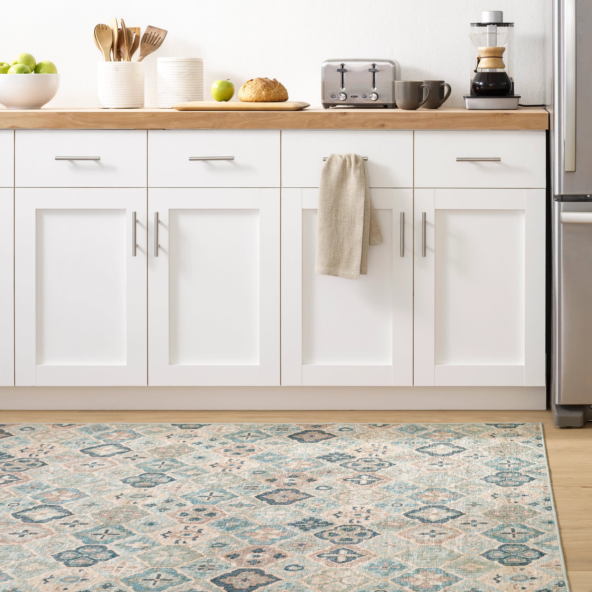 Pali Blue Machine Washable Rug