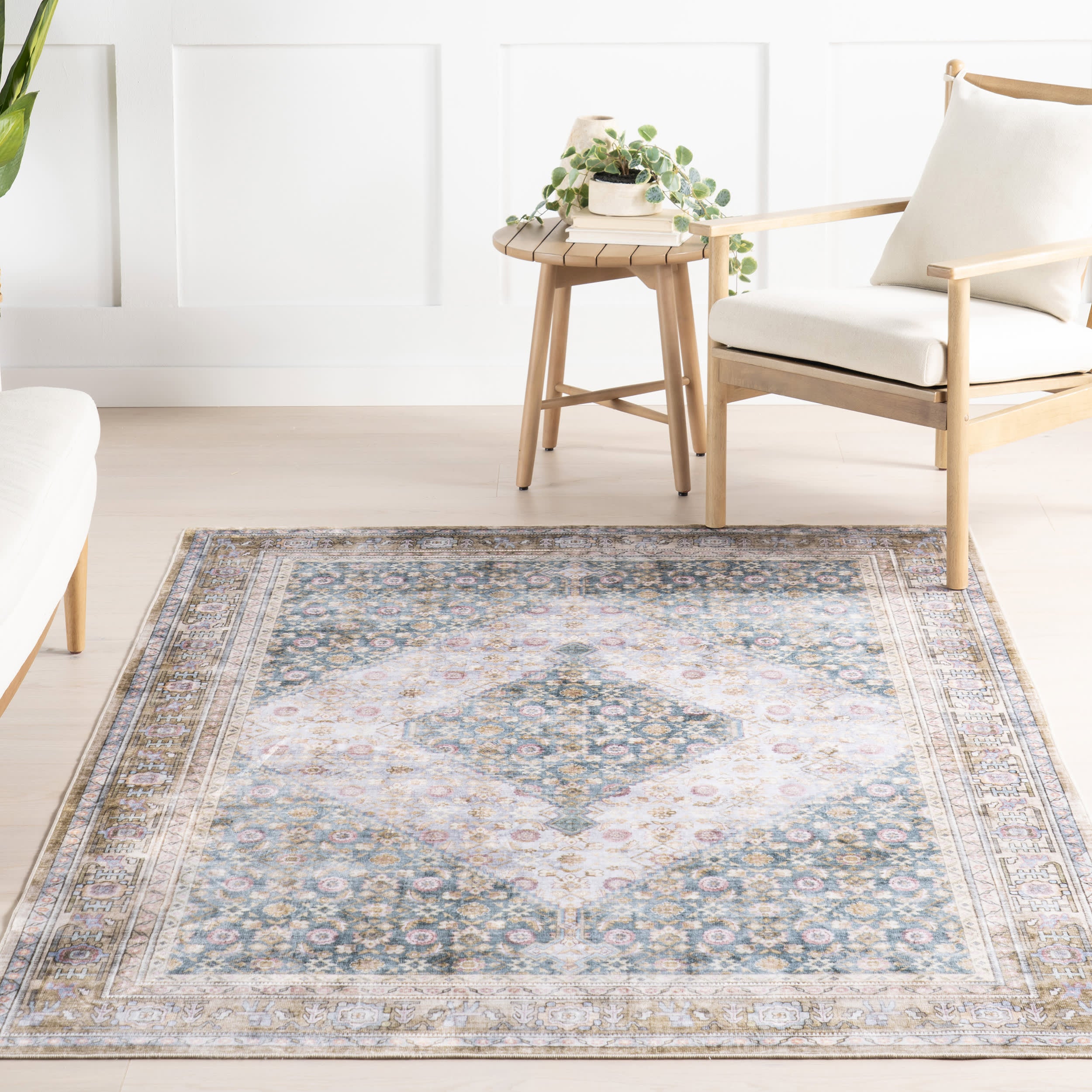 Elia Medallion Washable Rug | Teal