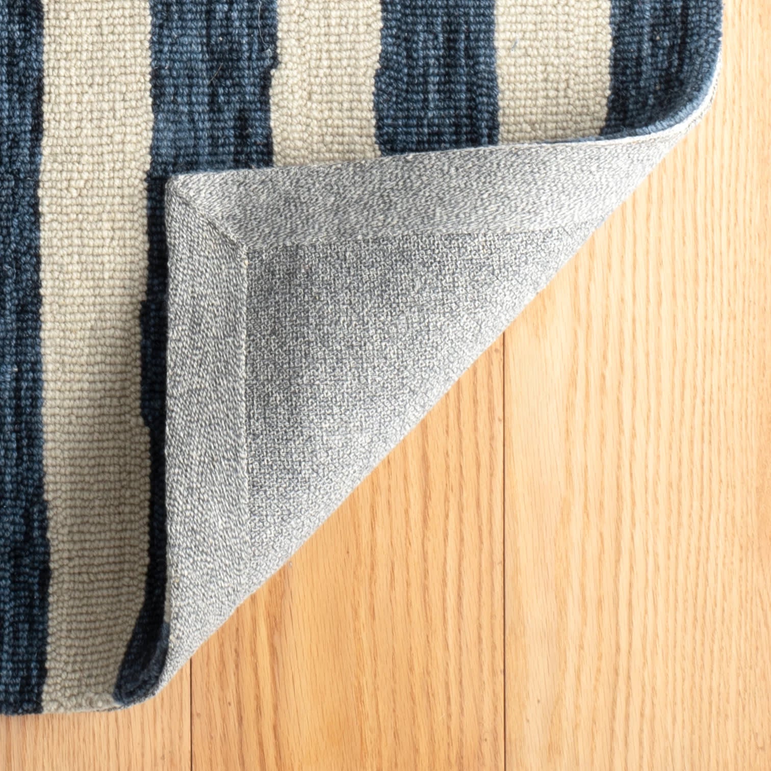 Silas Stripe Navy Hand Micro Hooked Wool Rug