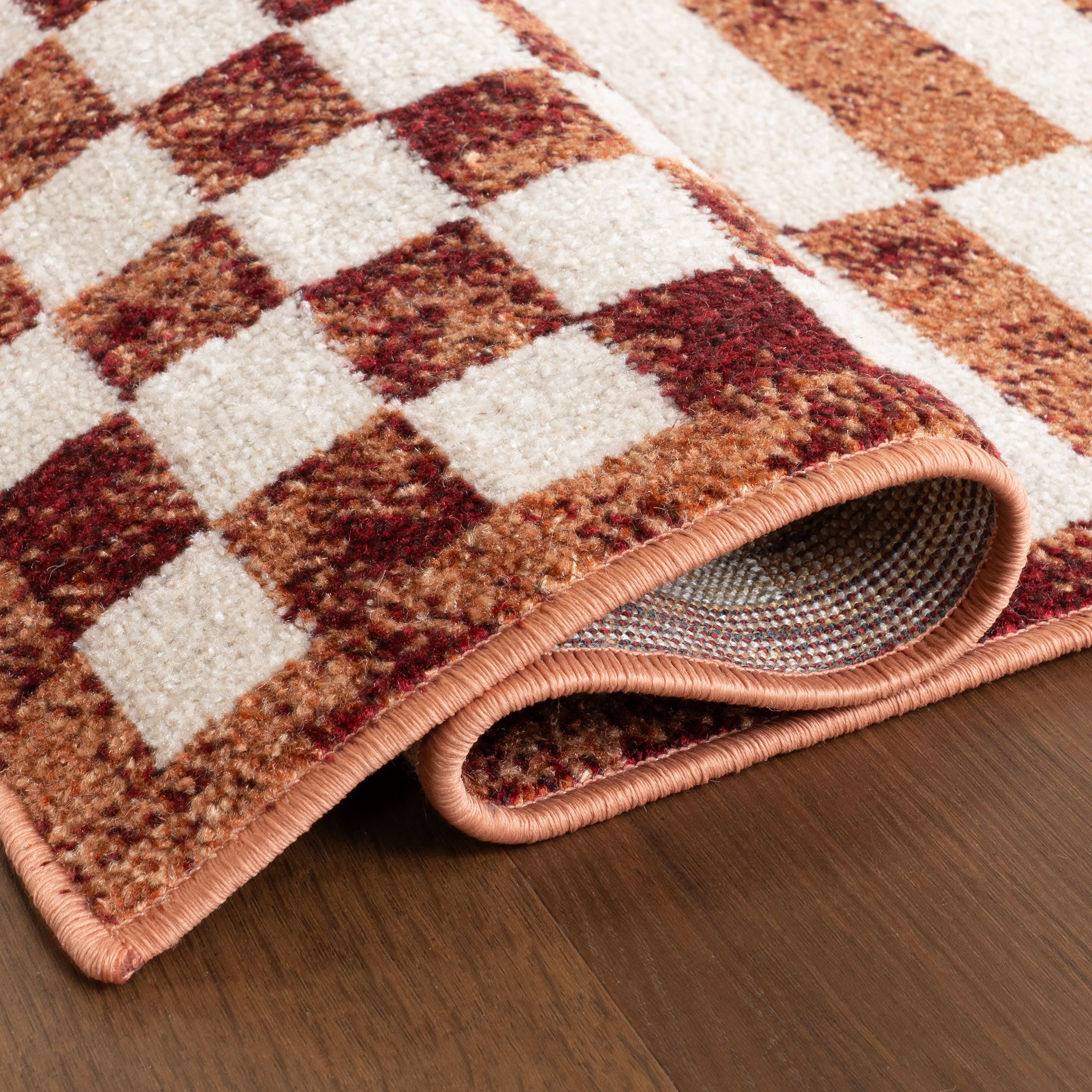 Kallie Washable Tiled Rug | Brick