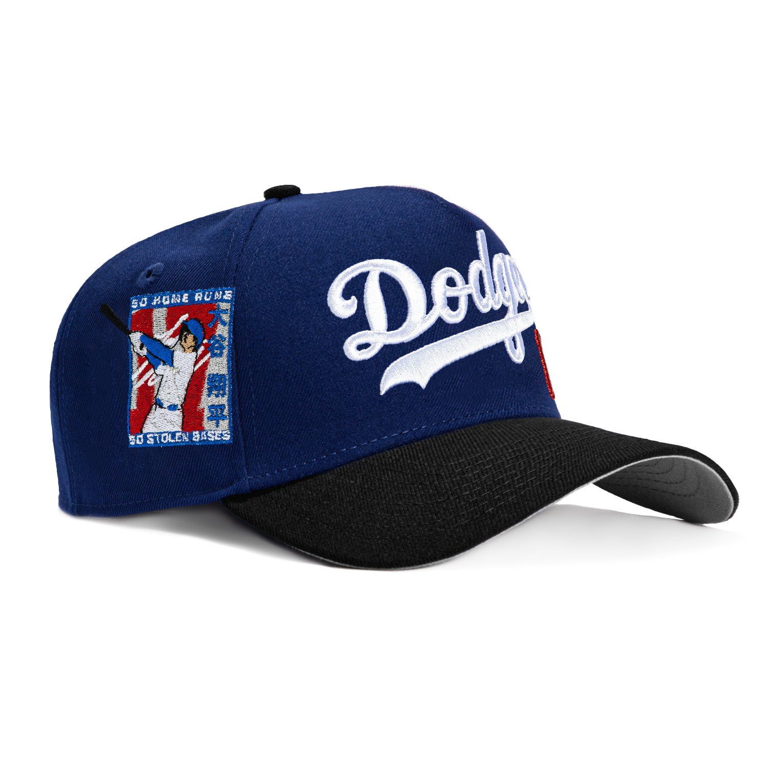 New Era 9Forty A-Frame Los Angeles Dodgers Shohei Ohtani 50/50 Patch Script Snapback Hat - Royal, Black