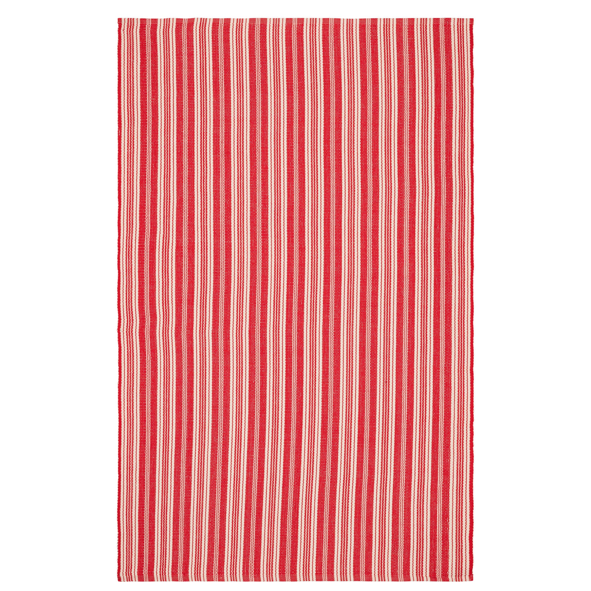 Ticking Stripe Red/Ivory Handwoven Indoor/Outdoor Rug