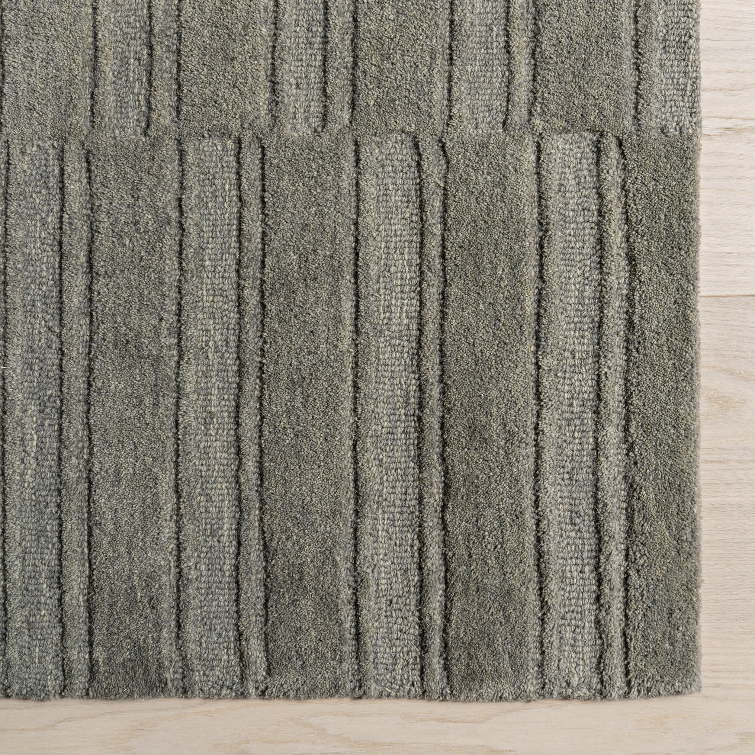 Starke Broken Stripe Wool Rug | Grey