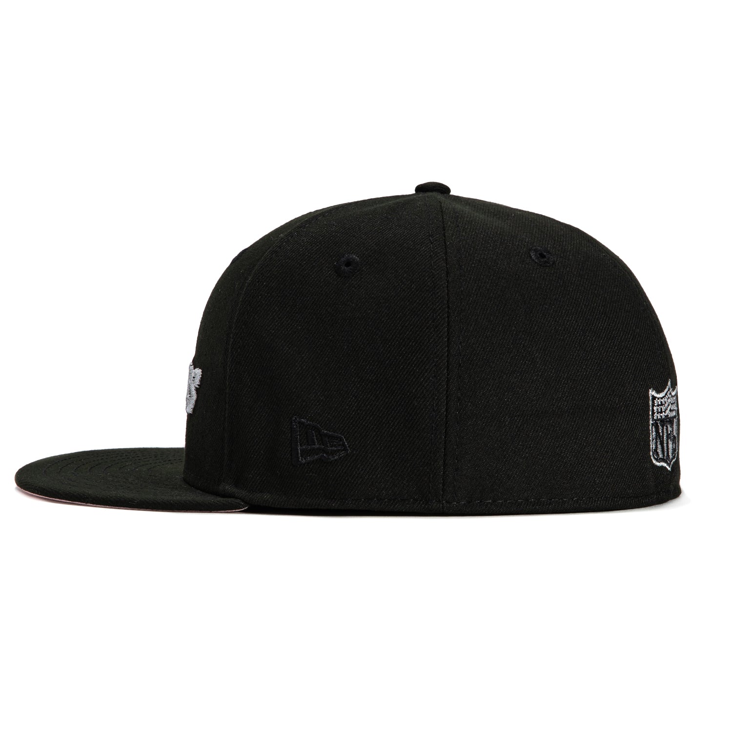 New Era 59Fifty Las Vegas Raiders Logo Patch Word Hat - Black, Metallic Silver