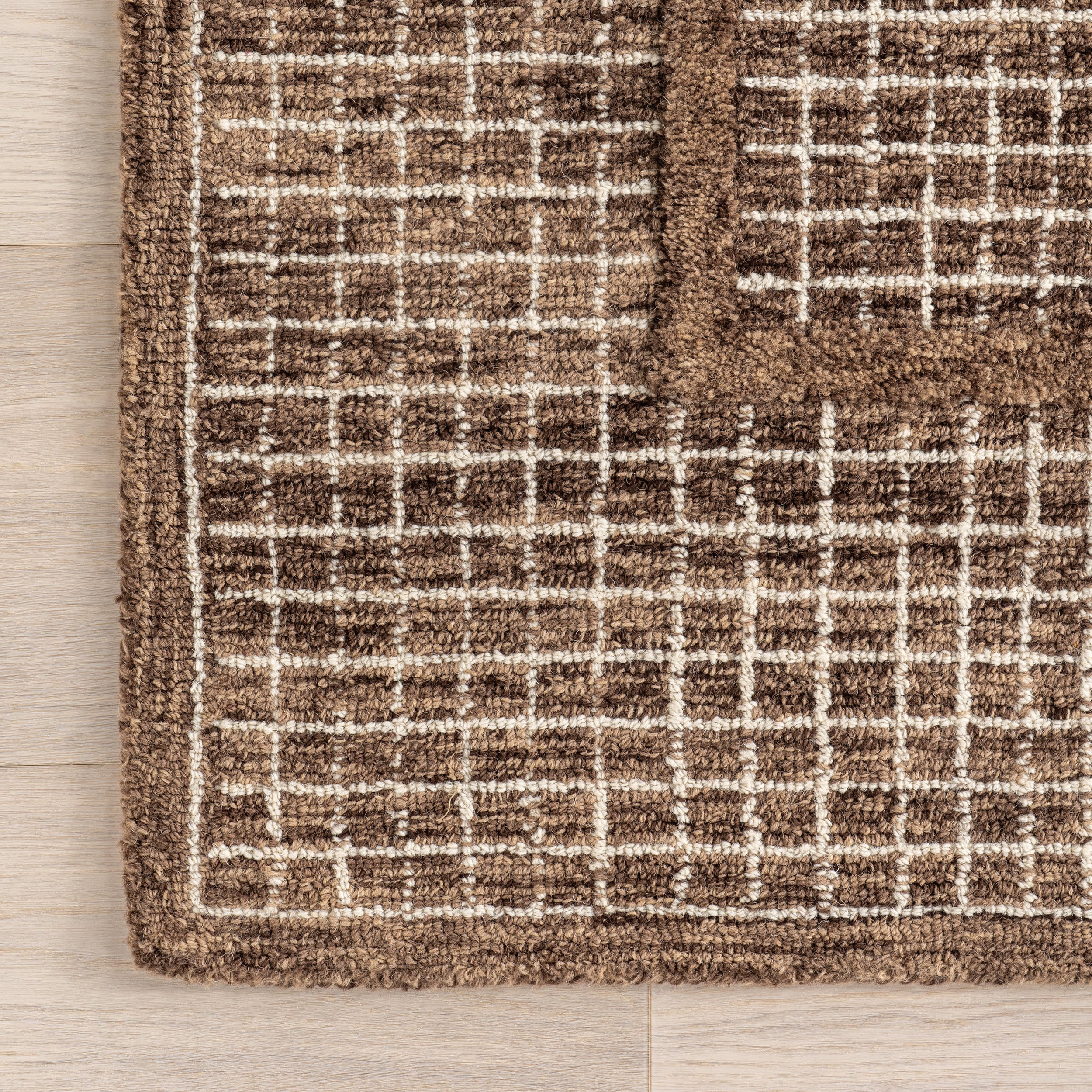 Chessie Checked Wool Rug | Brown