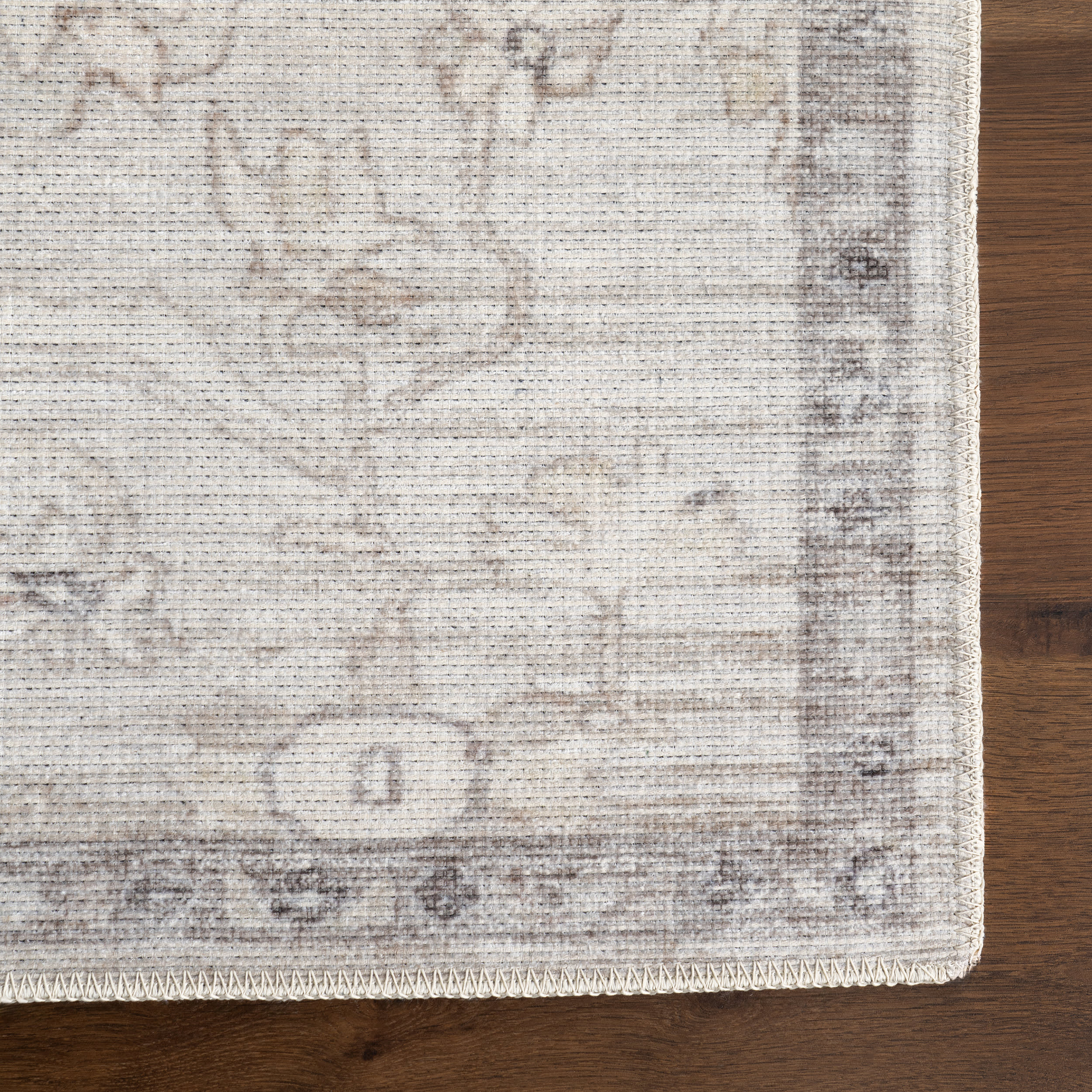 Cadence Floral Washable Rug | Taupe