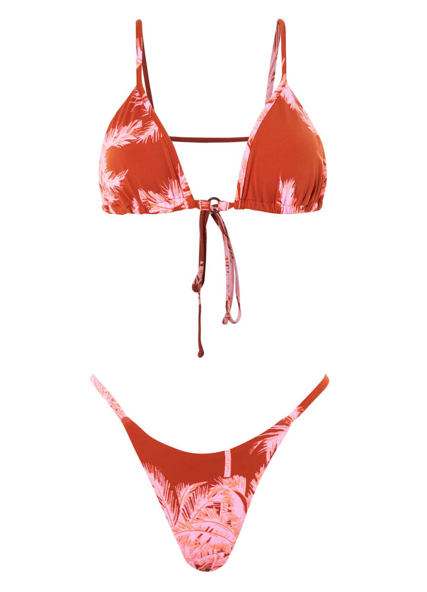 Maaji Darkred Palms Arabelle Sliding Triangle Bikini Top