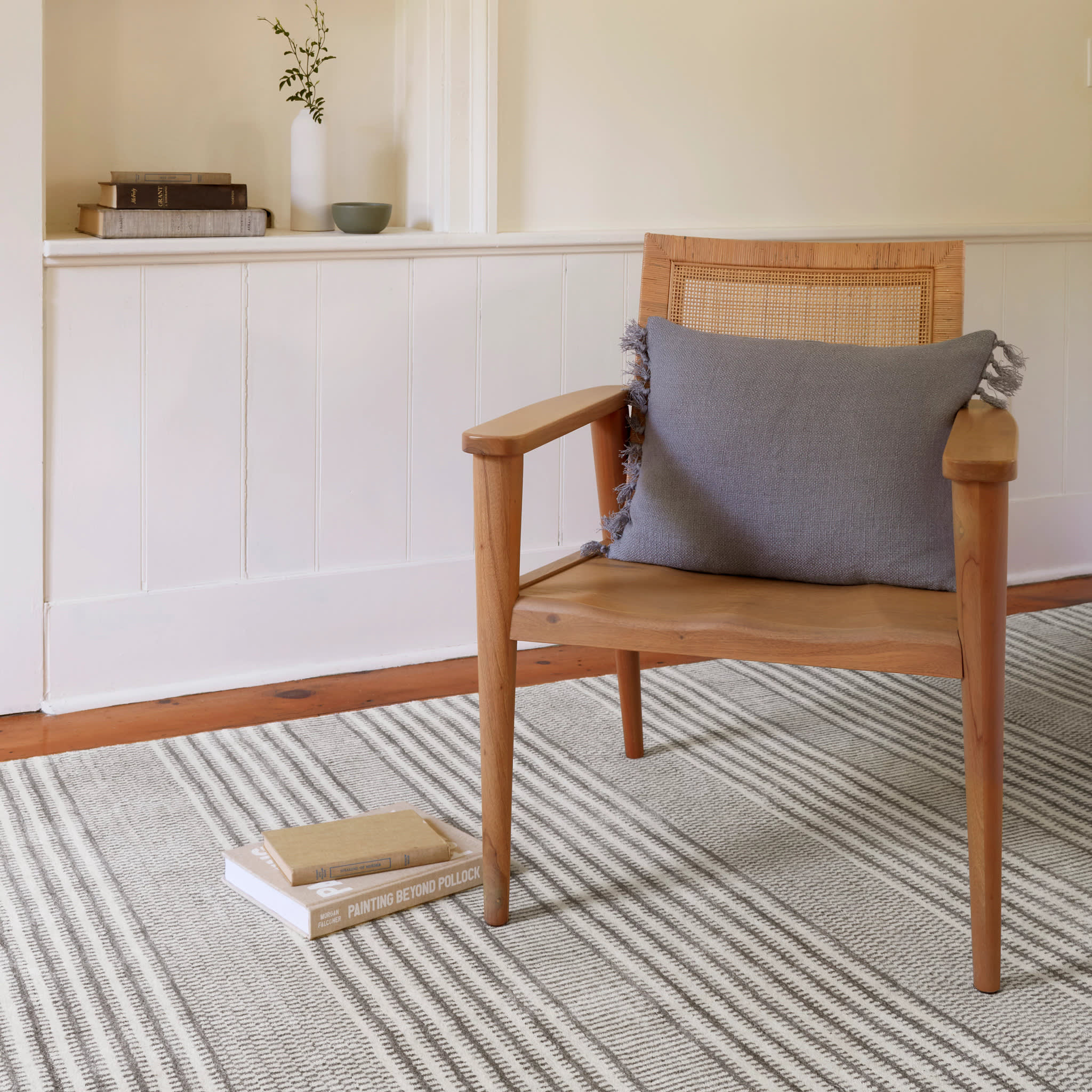 Tracks Grey Hand Loom Knotted Wool Rug