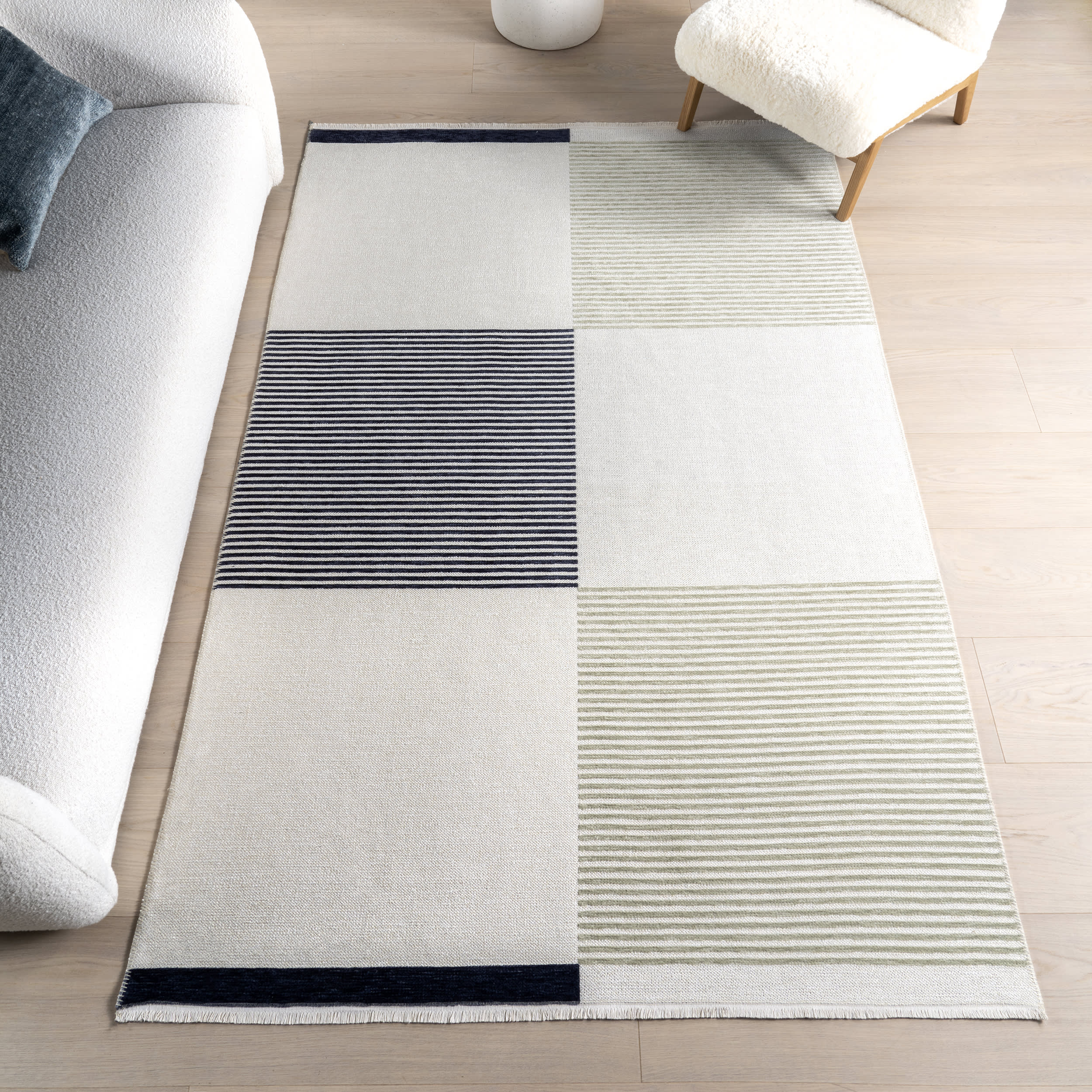 Skye Color Block Reversible Washable Rug | Multicolor