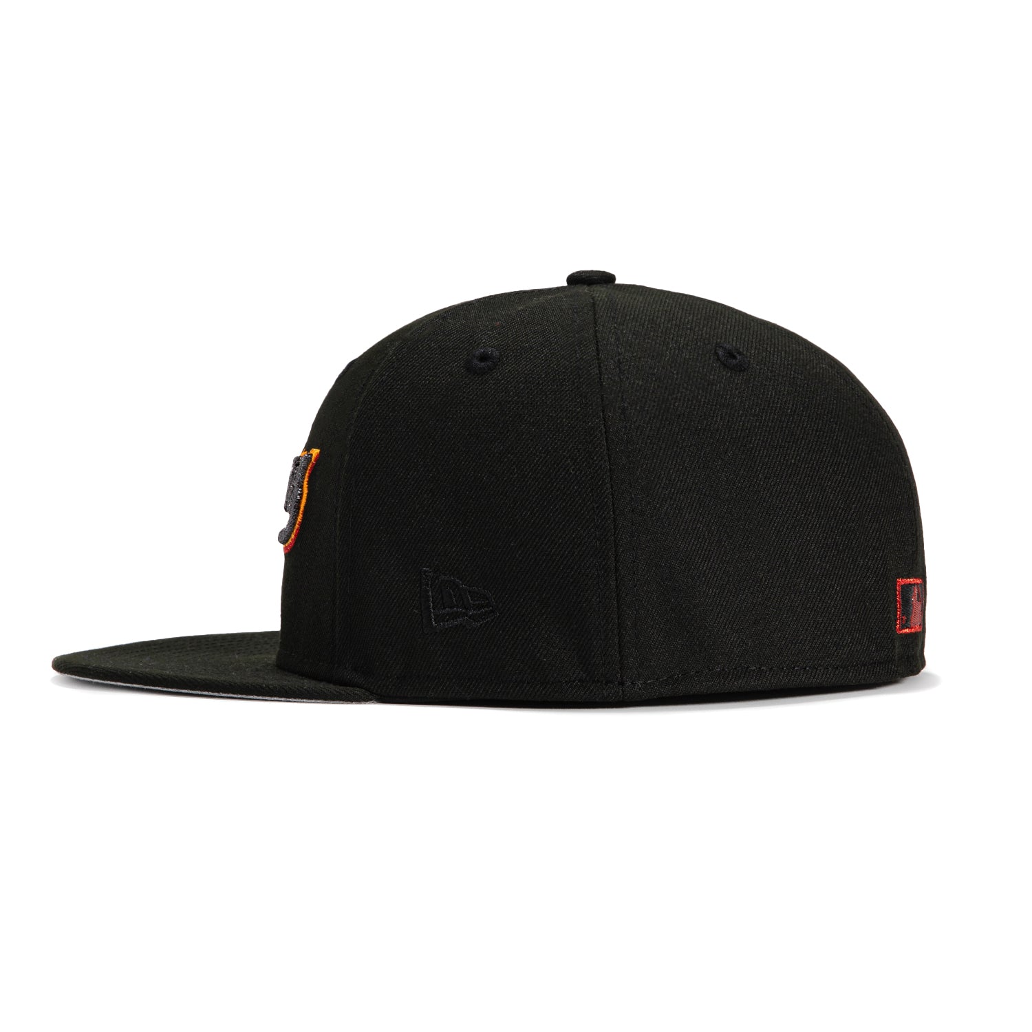 New Era 59Fifty Texas Rangers 50th Anniversary Patch Word Hat - Black, Light Orange, Red