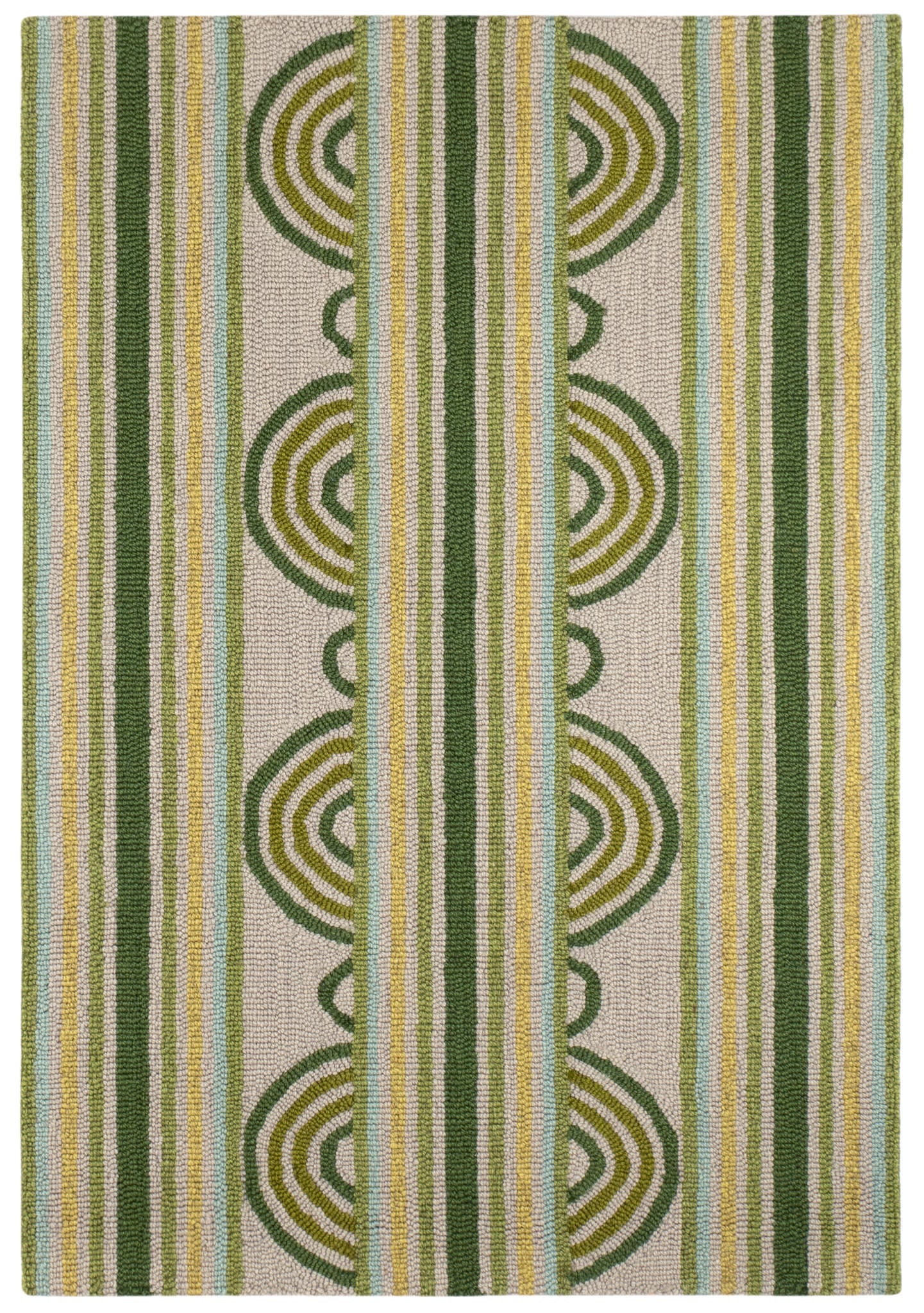 Button Olive Hand Micro Hooked Wool Rug