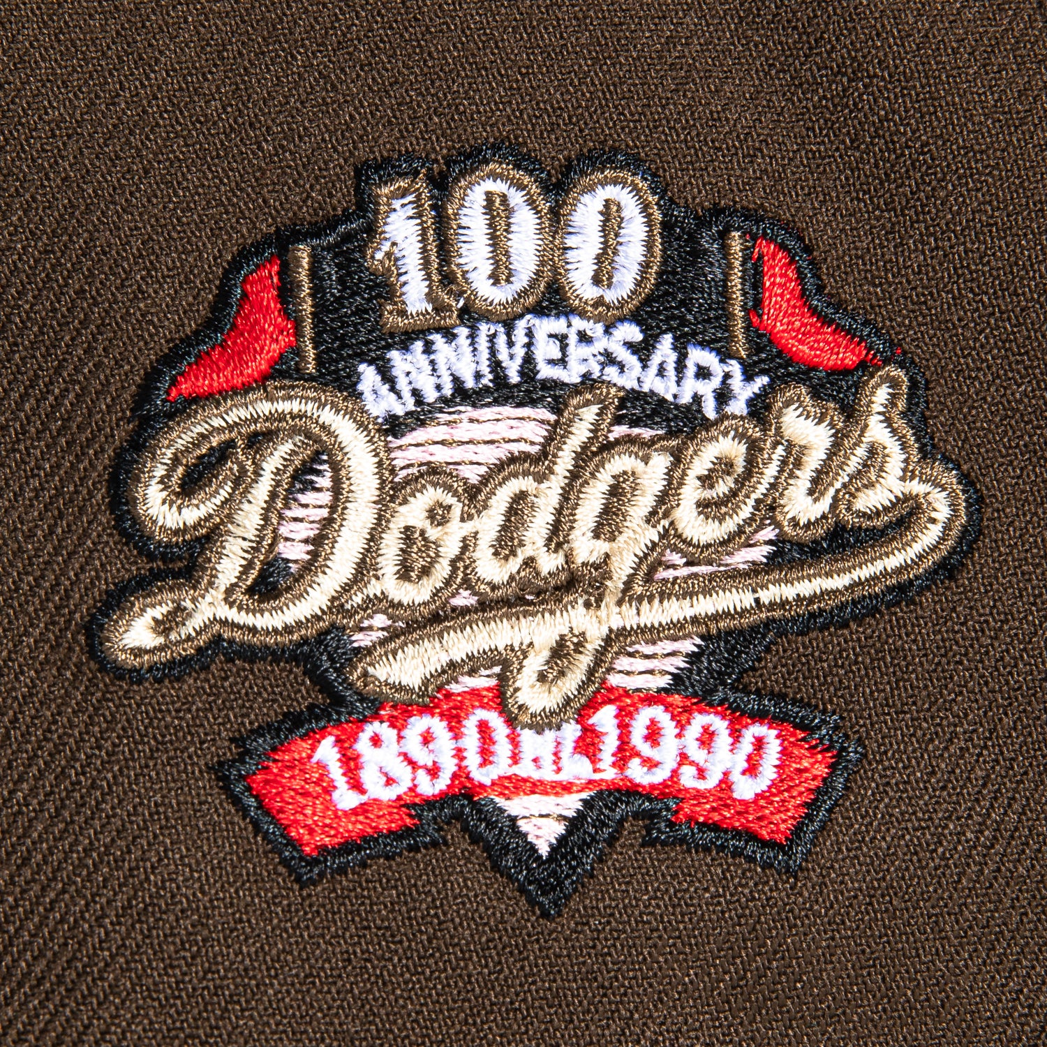 New Era 9Forty A-Frame Los Angeles Dodgers 100th Anniversary Patch Upside Down Snapback Hat - Brown, White