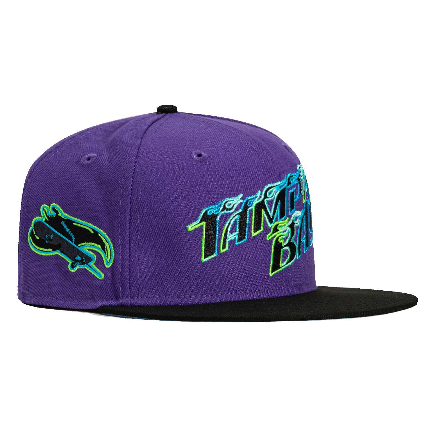 New Era 59Fifty Tampa Bay Rays Logo Patch City Connect Word Hat - Purple, Black