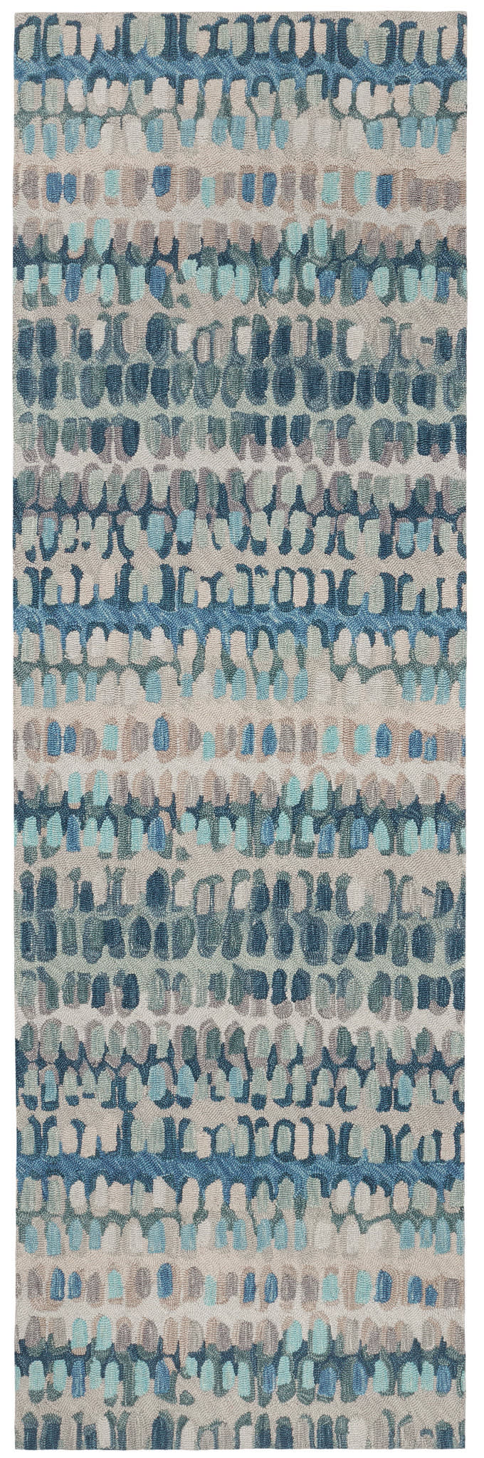 Paint Chip Blue Hand Micro Hooked Wool Rug