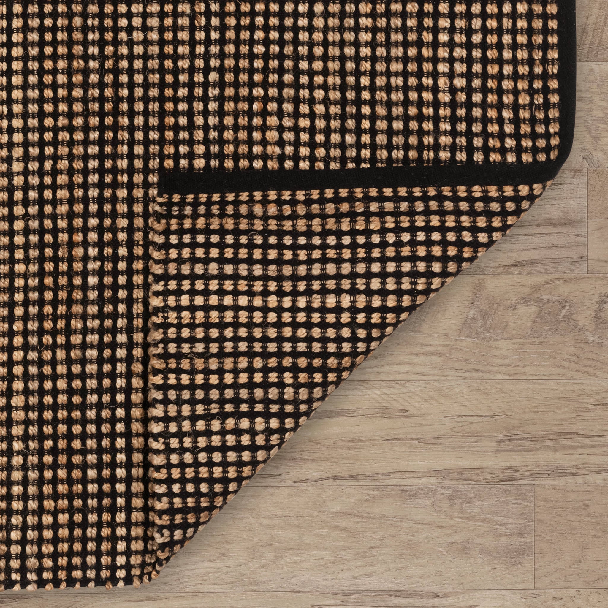 Gravel Black/Natural Handwoven Jute Rug