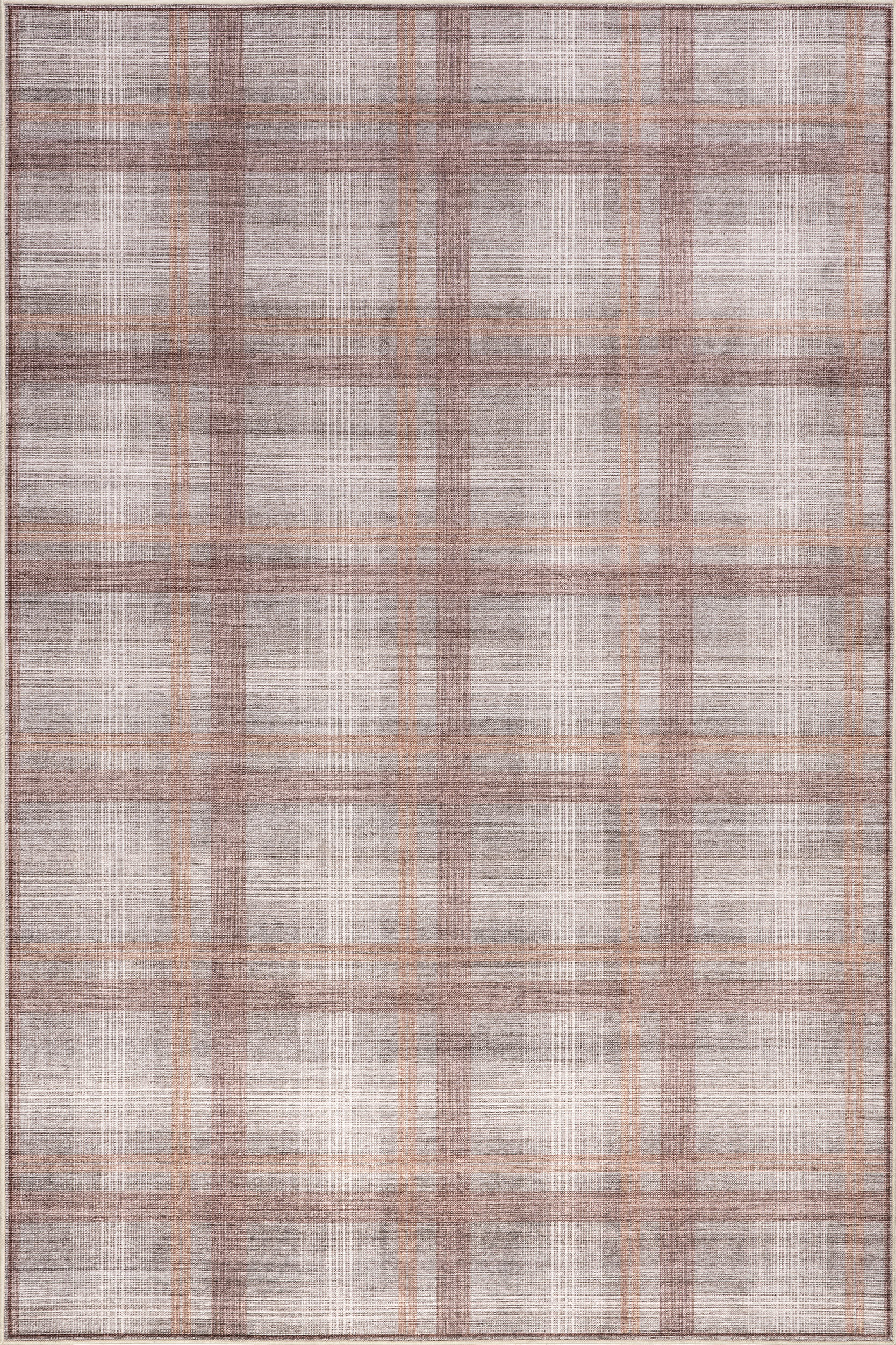 Arietty Plaid Spill Proof Washable Rug | Grey